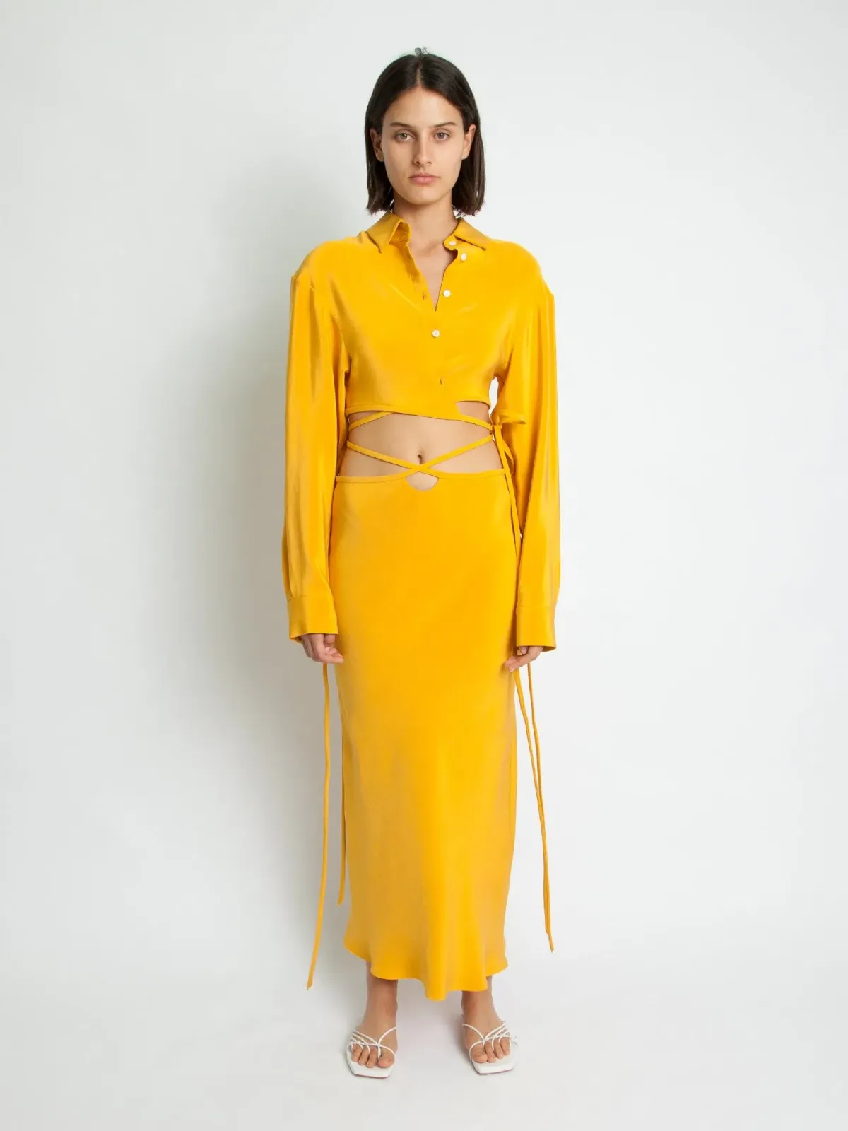 Christopher Esber Mango Loophole Bias Tie Skirt Yellow Size 10 - Image 1