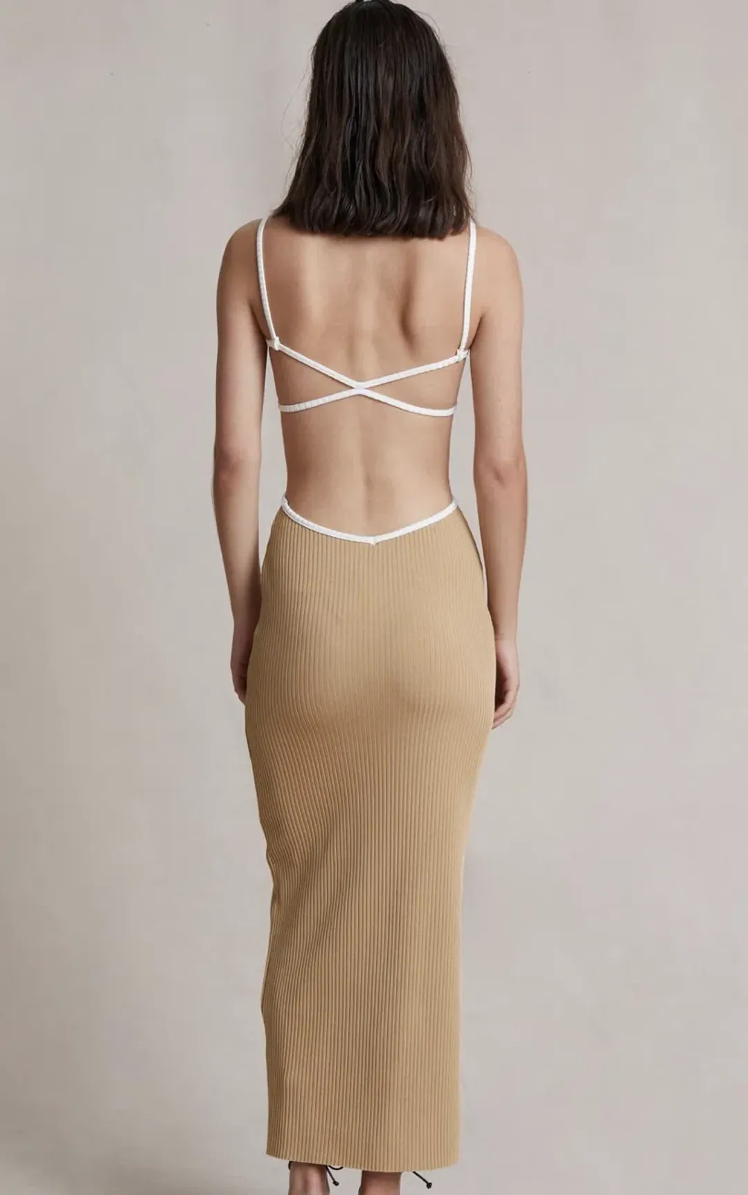 Bec & Bridge Coyote Midi Dress in Camel - Size 6 for rent on The Volte - main image