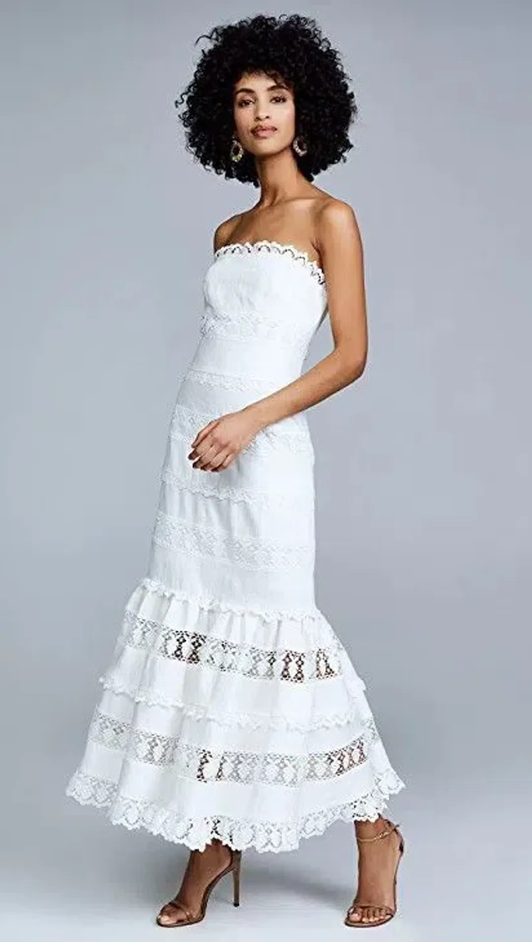 Zimmermann Wayfarer Strapless Midi Dress Ivory Size 0 / AU 8 for rent on The Volte - main image