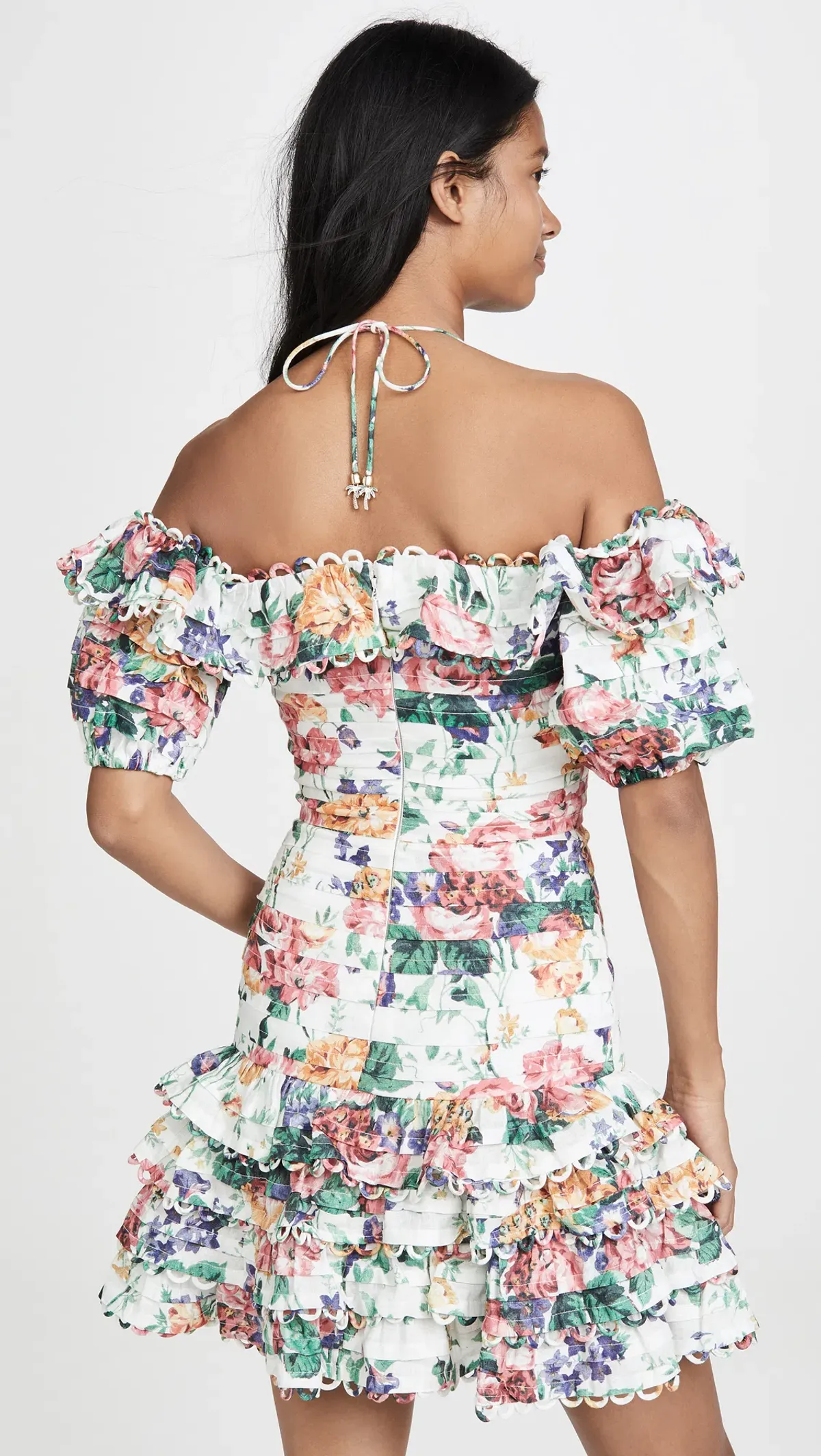 Zimmermann Allia Pintuck Linen Short Dress Floral Print Size 8 - Image 3