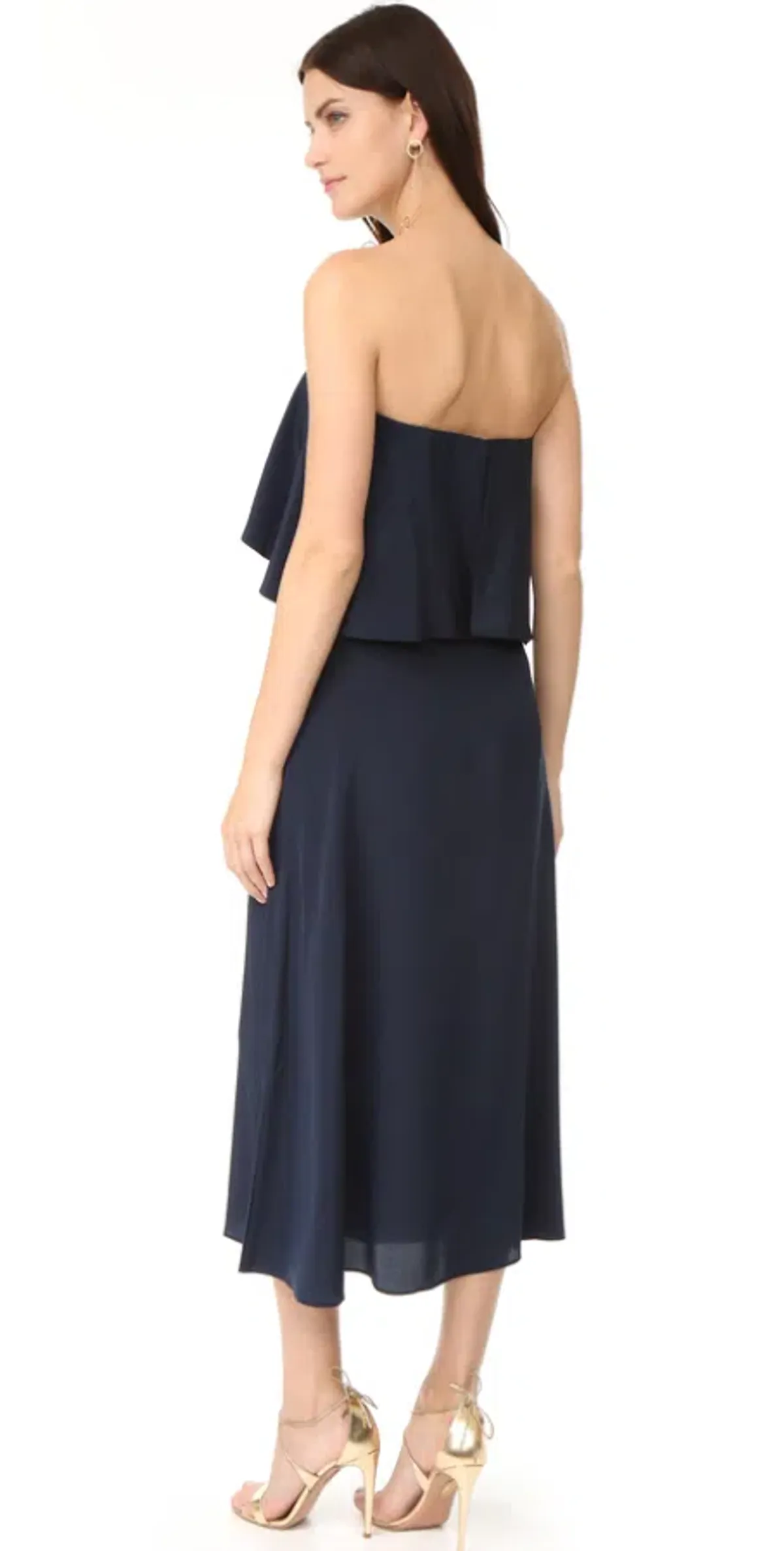 Zimmermann Silk Strapless Flounce Midi Dress Navy Size 10 - Image 2
