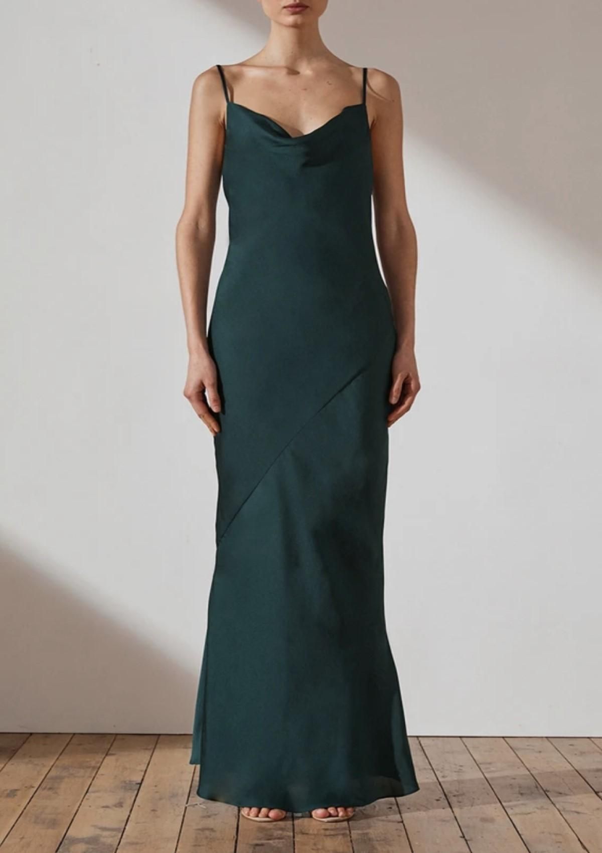Shona Joy Luxe Bias Cowl Slip Dress Emerald Size 14 - Image 1