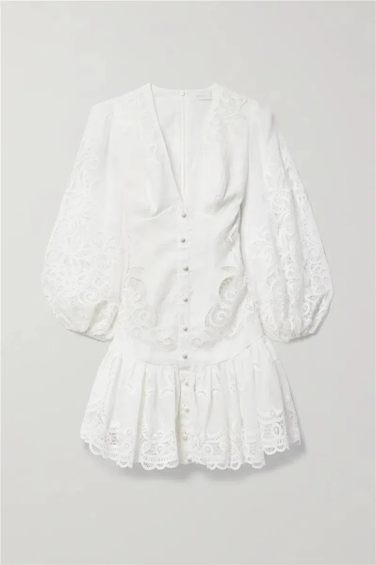 Zimmermann Mae Guipure Lace Trimmed Mini Dress Ivory Size 1 - Image 3