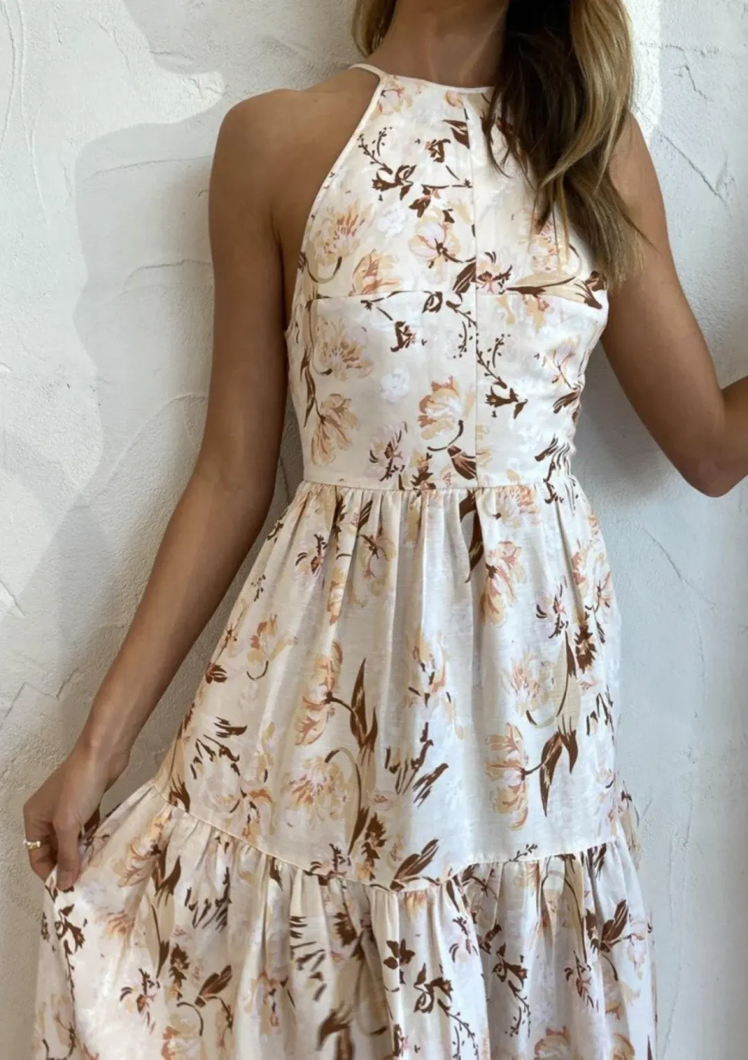 Shona Joy Roxane Open Back Tiered Midi Dress Print Size 14 for rent on The Volte - main image