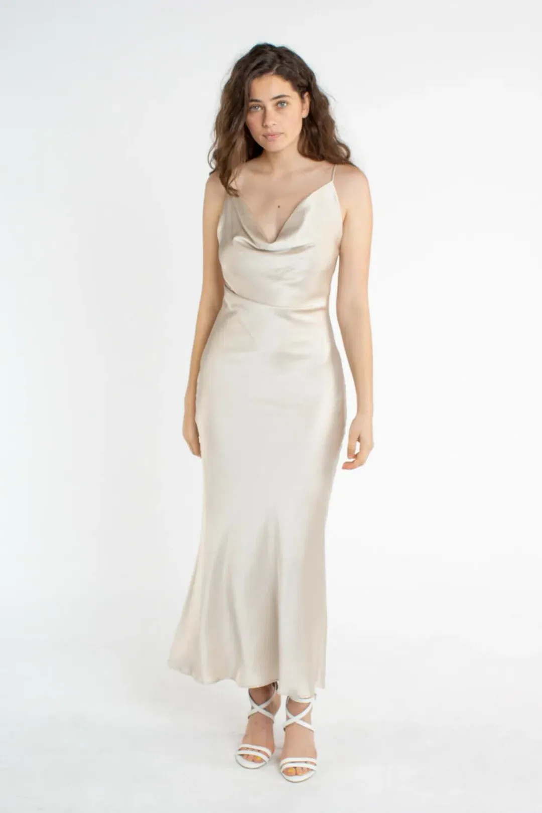 Bec & Bridge The Dreamer Cowl Dress Sand Size 12  for rent on The Volte - main image