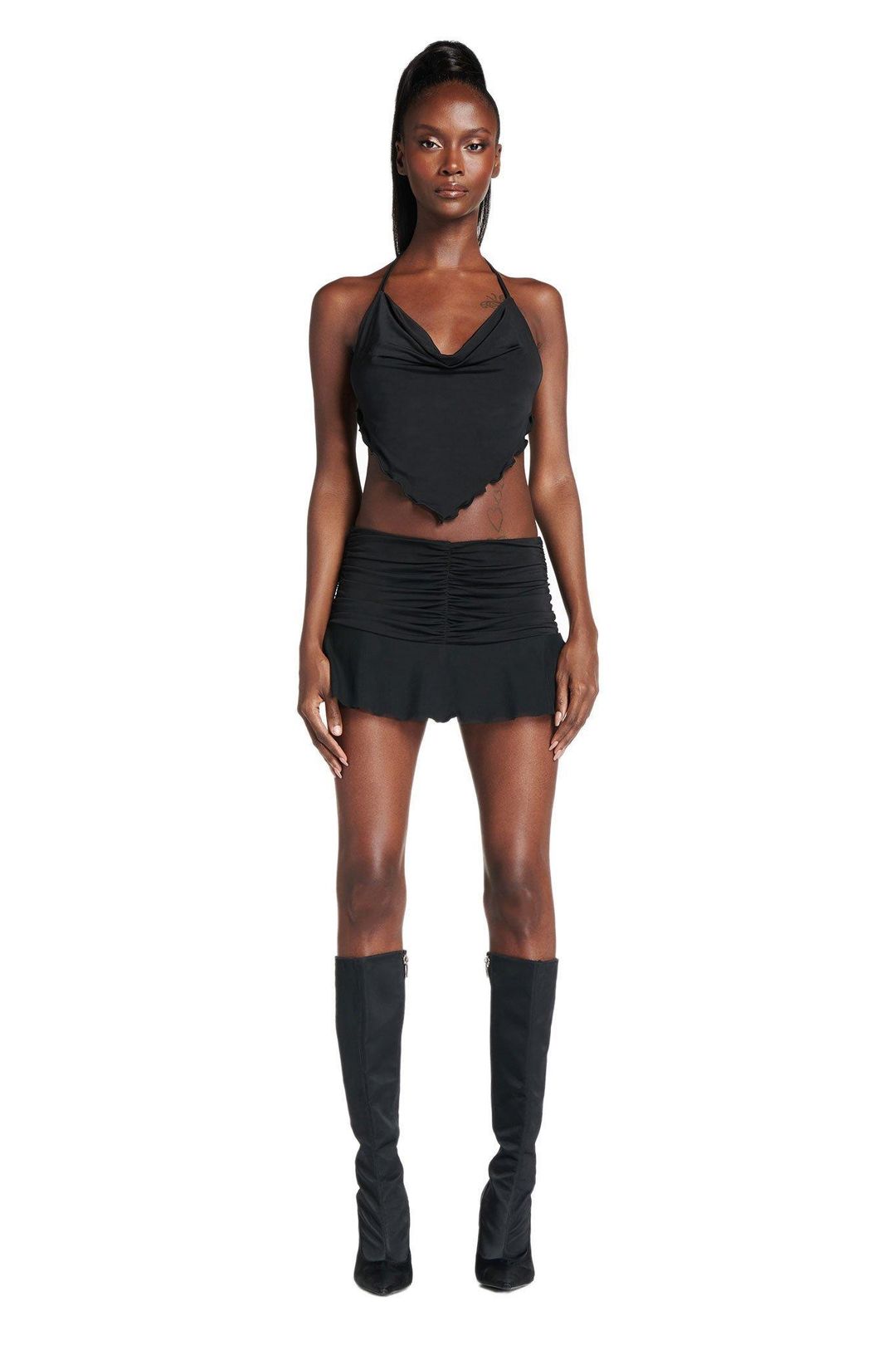 I. AM. GIA Circe Crop Top & Skirt Set Black Size Small  for rent on The Volte - main image