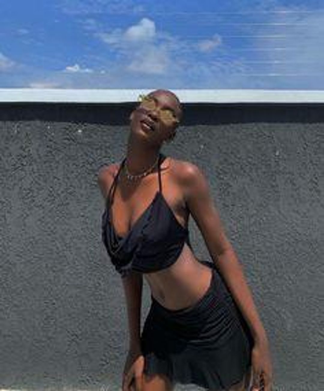 I. AM. GIA Circe Crop Top & Skirt Set Black Size Small  for rent on The Volte - main image