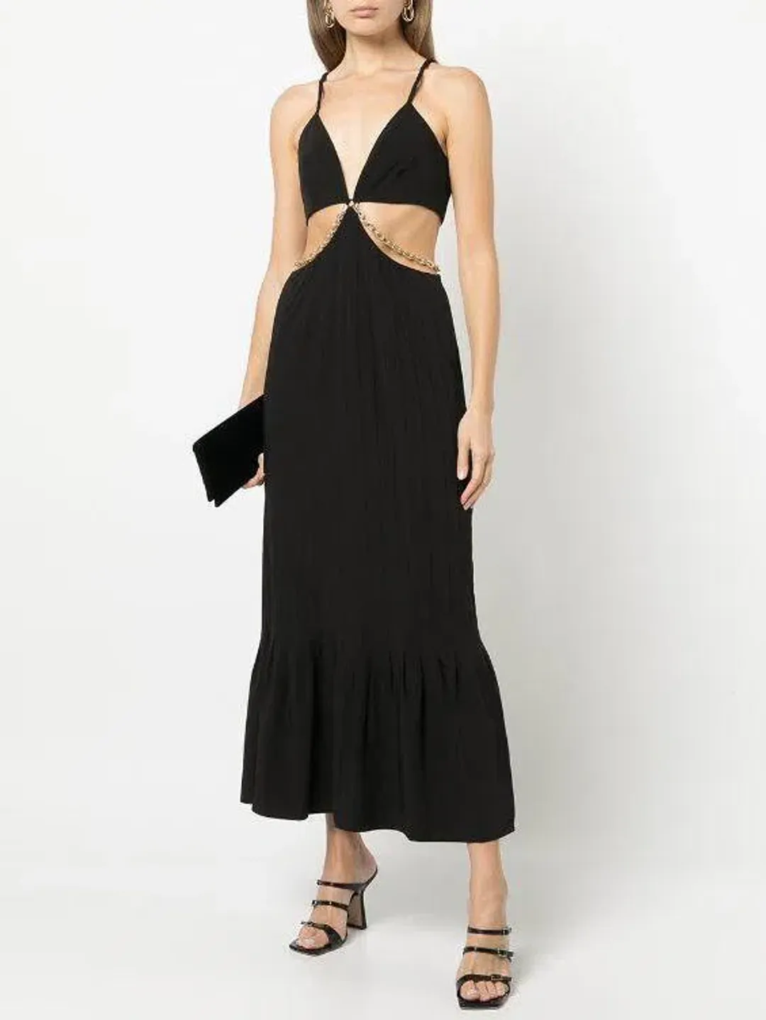 Jonathan Simkhai Lyla Chain Cut-Out Dress Black Size 4 for rent on The Volte - main image