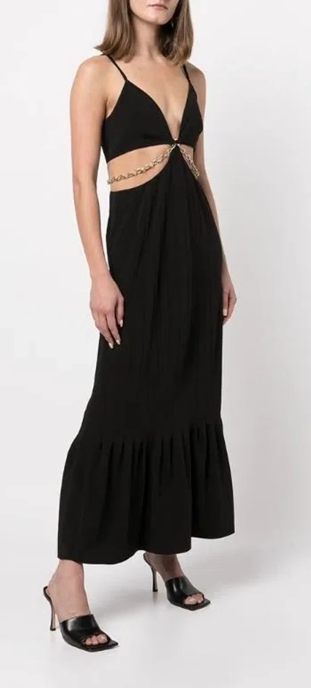 Jonathan Simkhai Lyla Chain Cut-Out Dress Black Size 4 for rent on The Volte - main image
