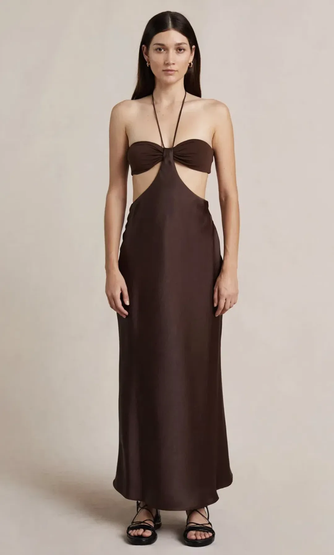 Bec & Bridge Nadia Cutout Dress Brown Size 10 for rent on The Volte - main image