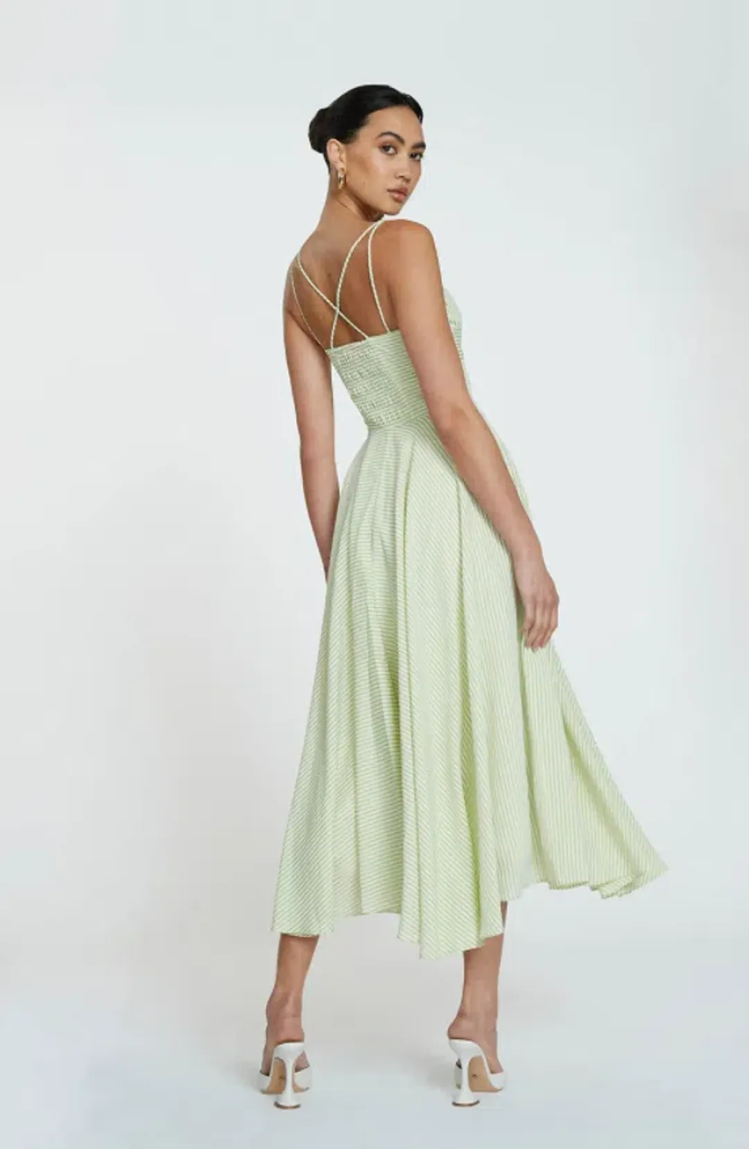 BY JOHNNY Pistachio Stripe Sun Dress Size 12 for rent on The Volte - main image