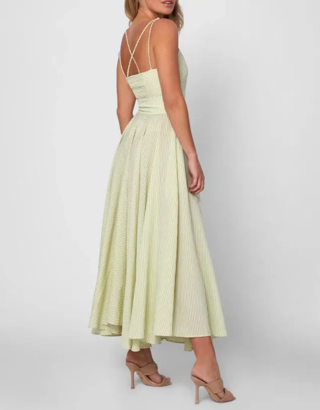 BY JOHNNY Pistachio Stripe Sun Dress Size 12 for rent on The Volte - main image