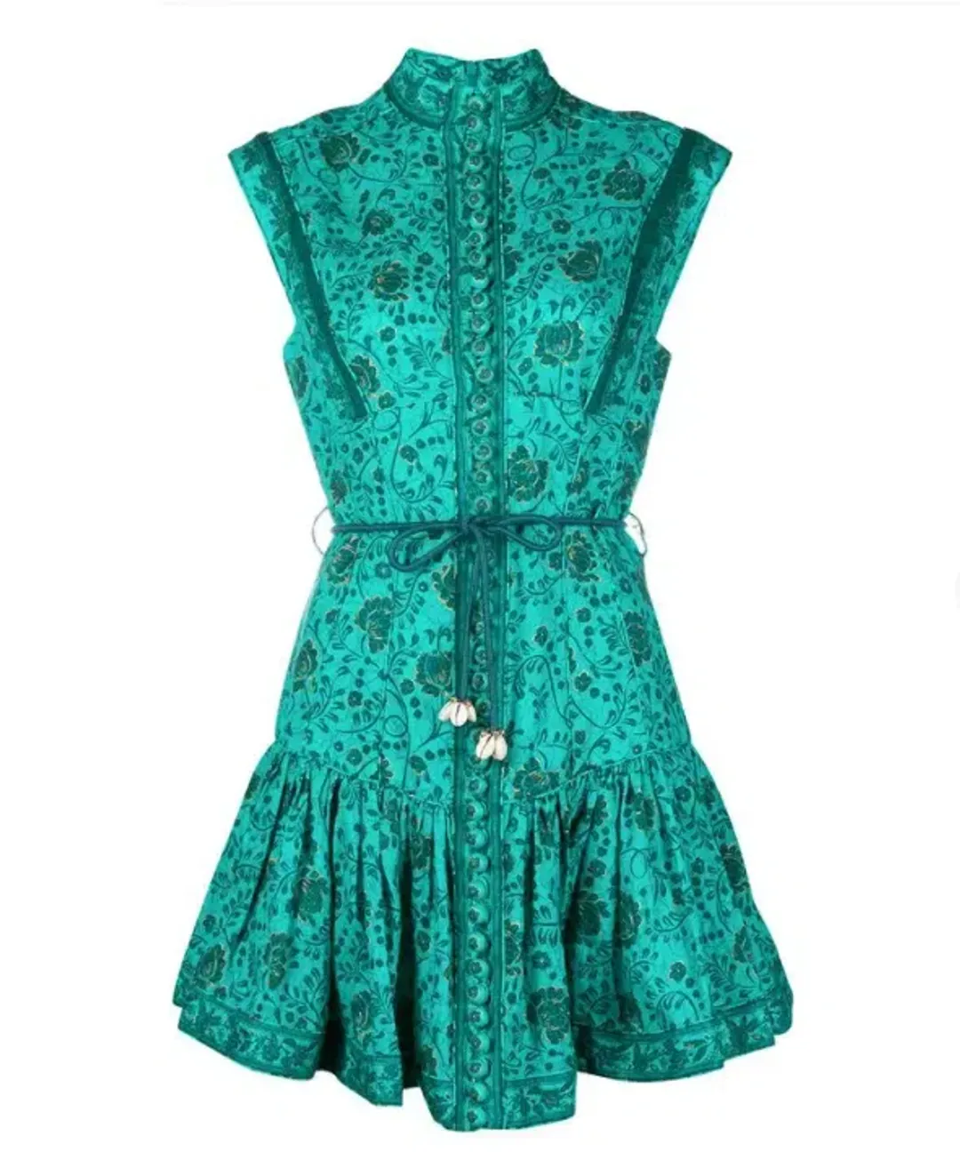 Zimmermann Lulu Panelled Flip Mini Dress Jade Floral Size 2 / AU 12 for rent on The Volte - main image
