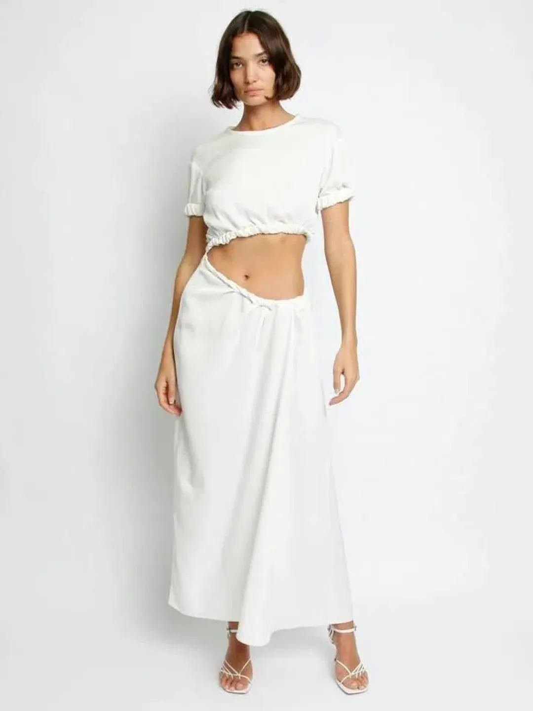 Christopher Esber ROLLED UP TEE DRESS White Size 4 for rent on The Volte - main image
