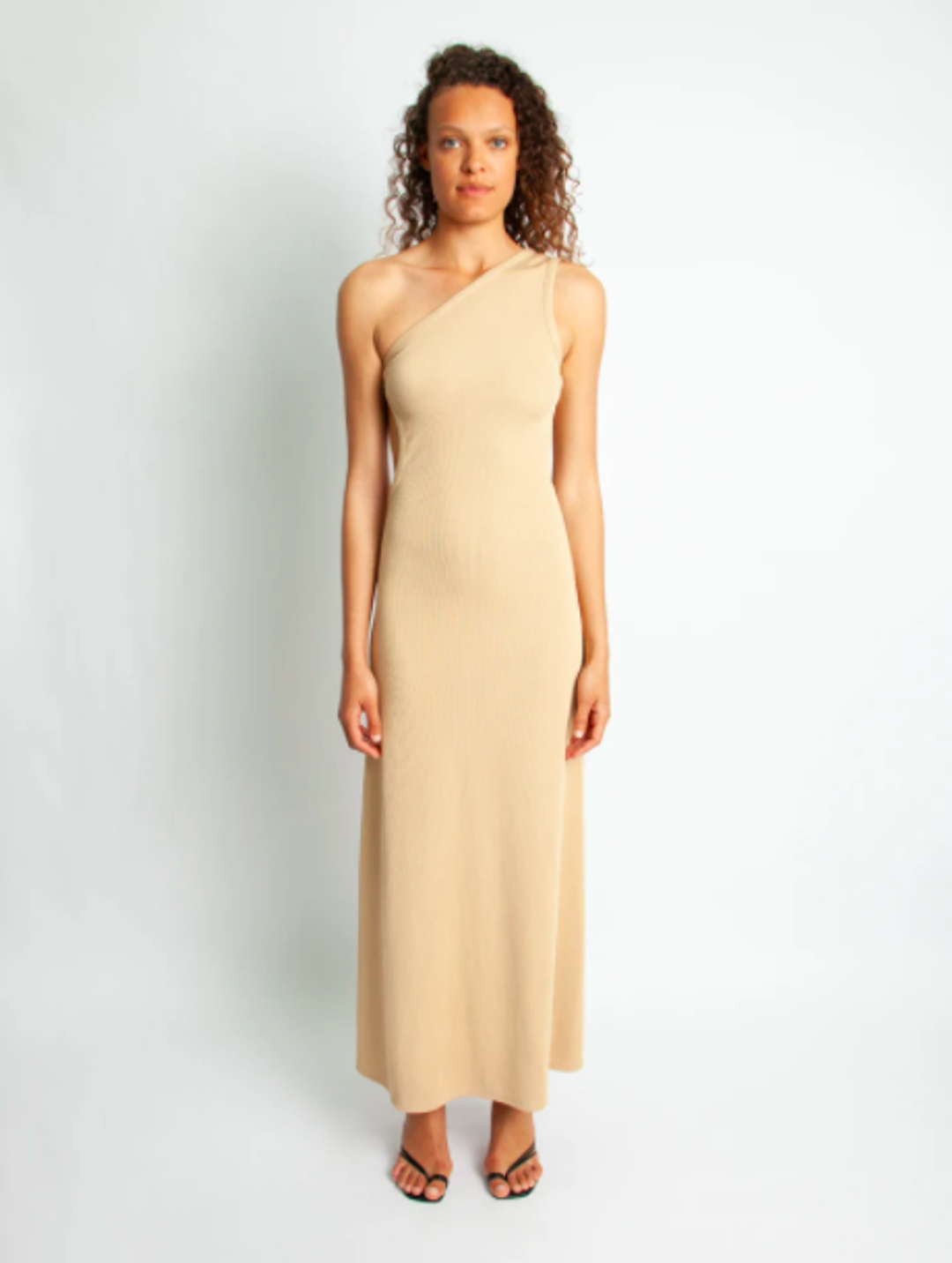 Christopher Esber One Shoulder Cutout Dress Tan Size 10 for rent on The Volte - main image