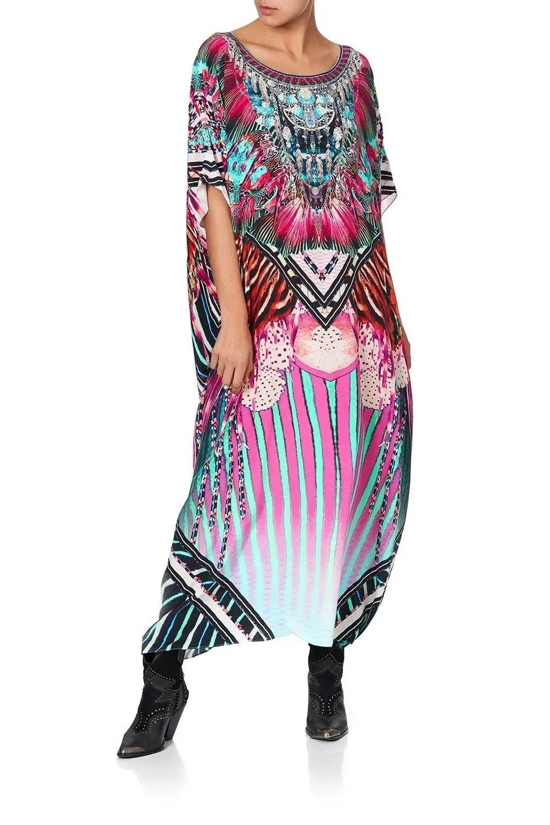 Camilla Rainbow Eyes Round Neck Kaftan One Size for rent on The Volte - main image