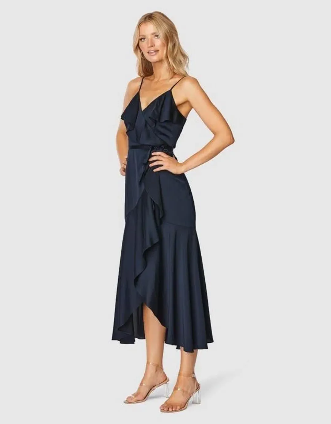 Pilgrim Cindy Midi Dress Size 12 Navy Blue for rent on The Volte - main image