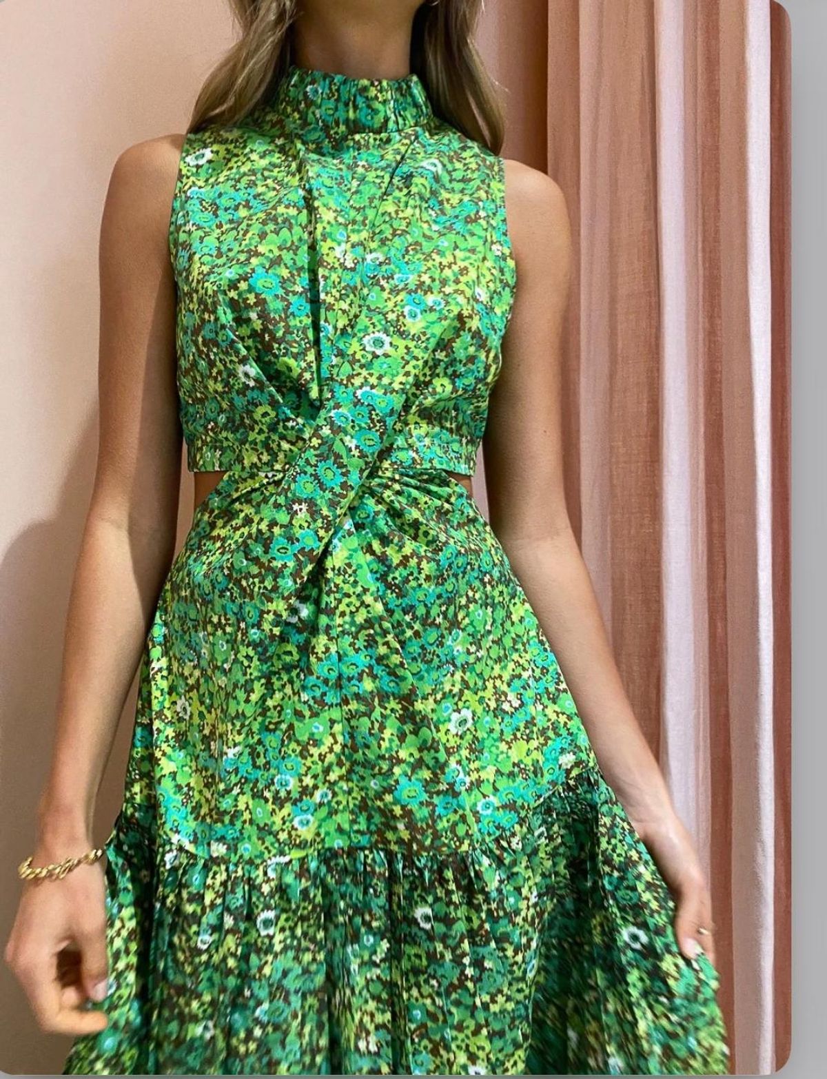 Alemais Phyllis Twist Front Pleat Dress Acid Green Size 8 - Image 2