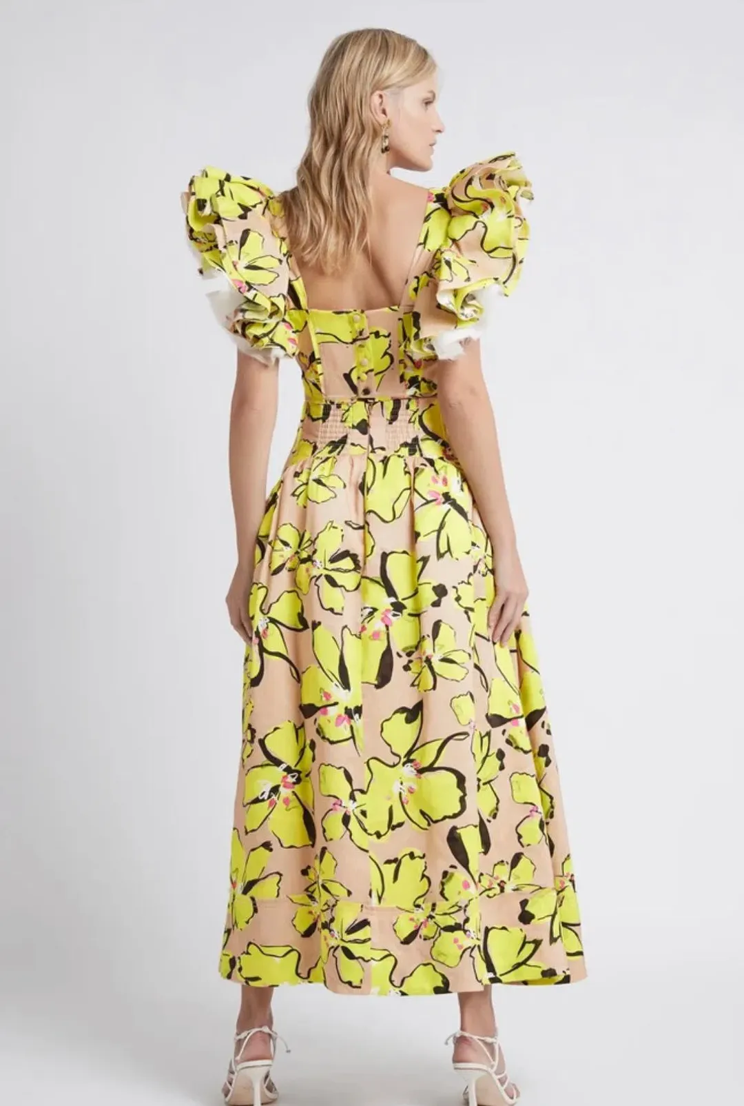 Aje Pelicano Citrus Bloom Midi Skirt and Frill Cropped Top Set Print Size 8 for rent on The Volte - main image