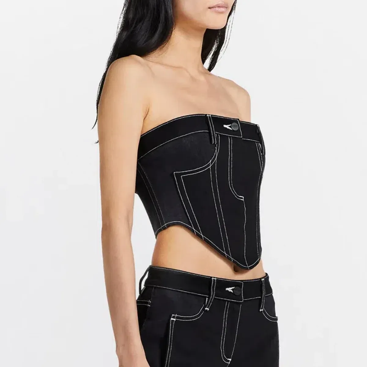 Dion Lee Denim Corset Top Black Size 8 - Image 2