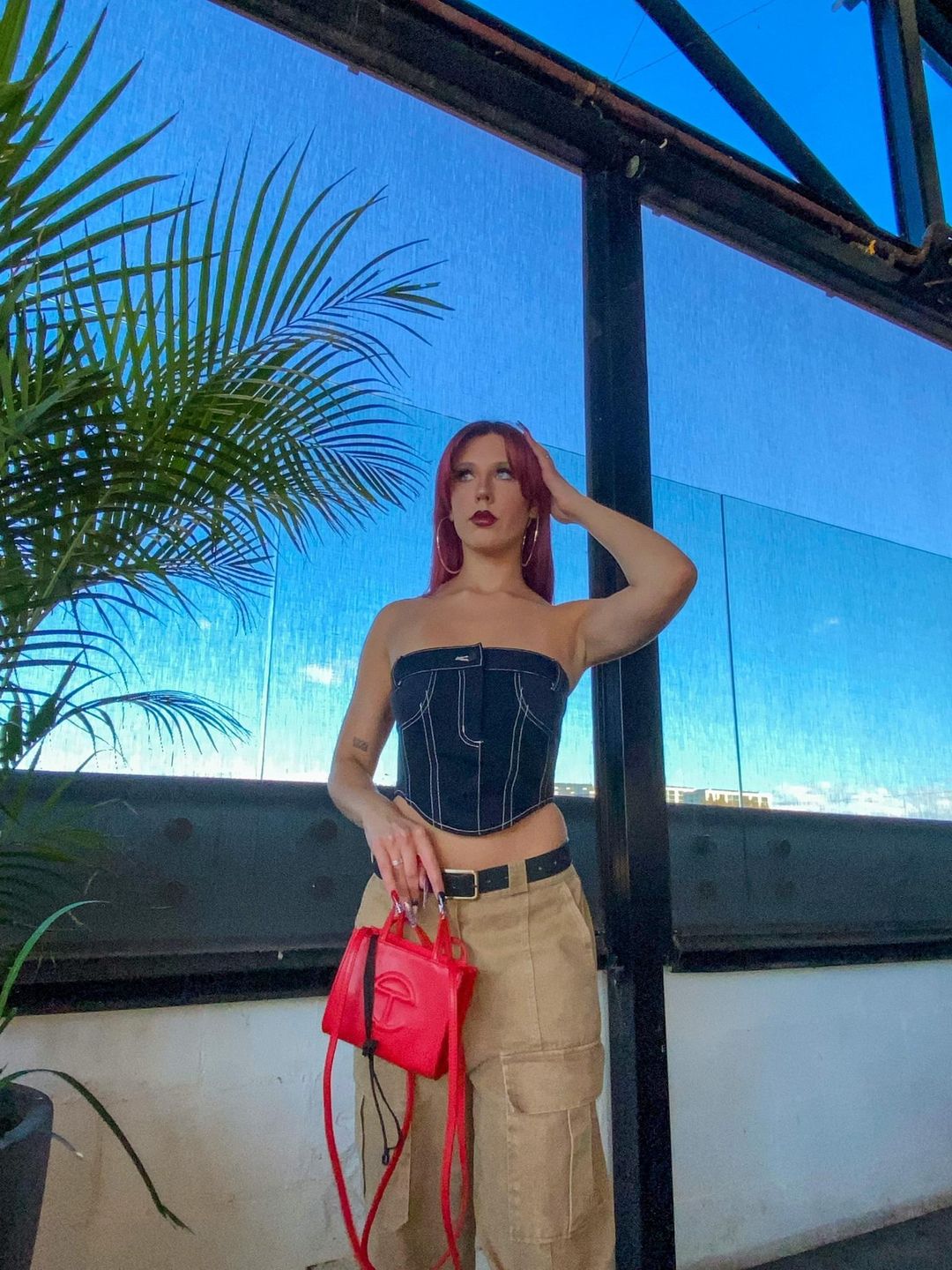 Dion Lee Denim Corset Top Black Size 8 for rent on The Volte - main image