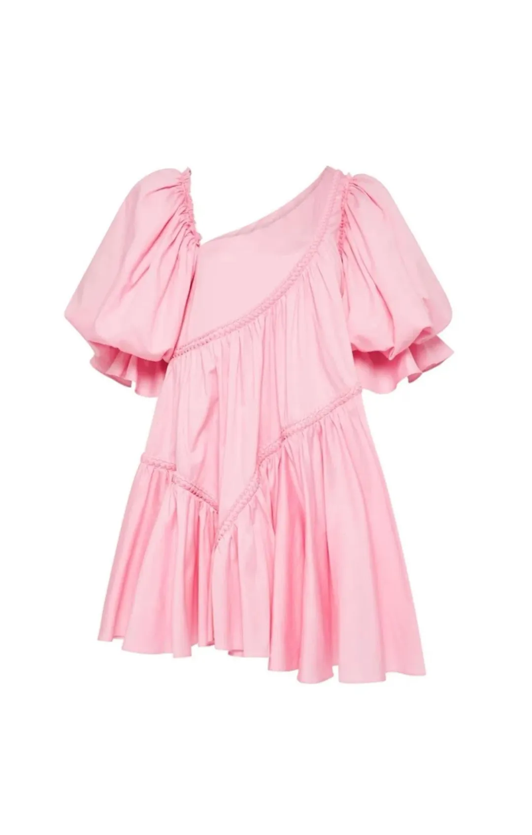 Aje Casabianca Braided  Asymmetric Puff Sleeve Mini Dress Size 8 for rent on The Volte - main image