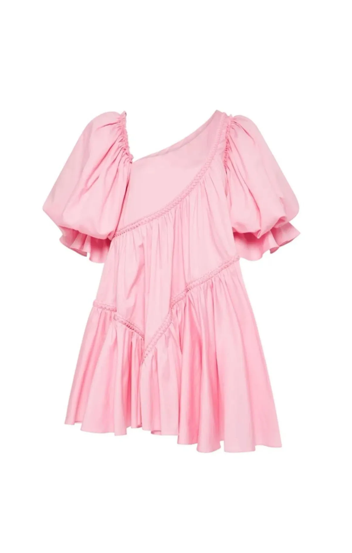 Aje Casabianca Braided  Asymmetric Puff Sleeve Mini Dress Size 8 - Image 3