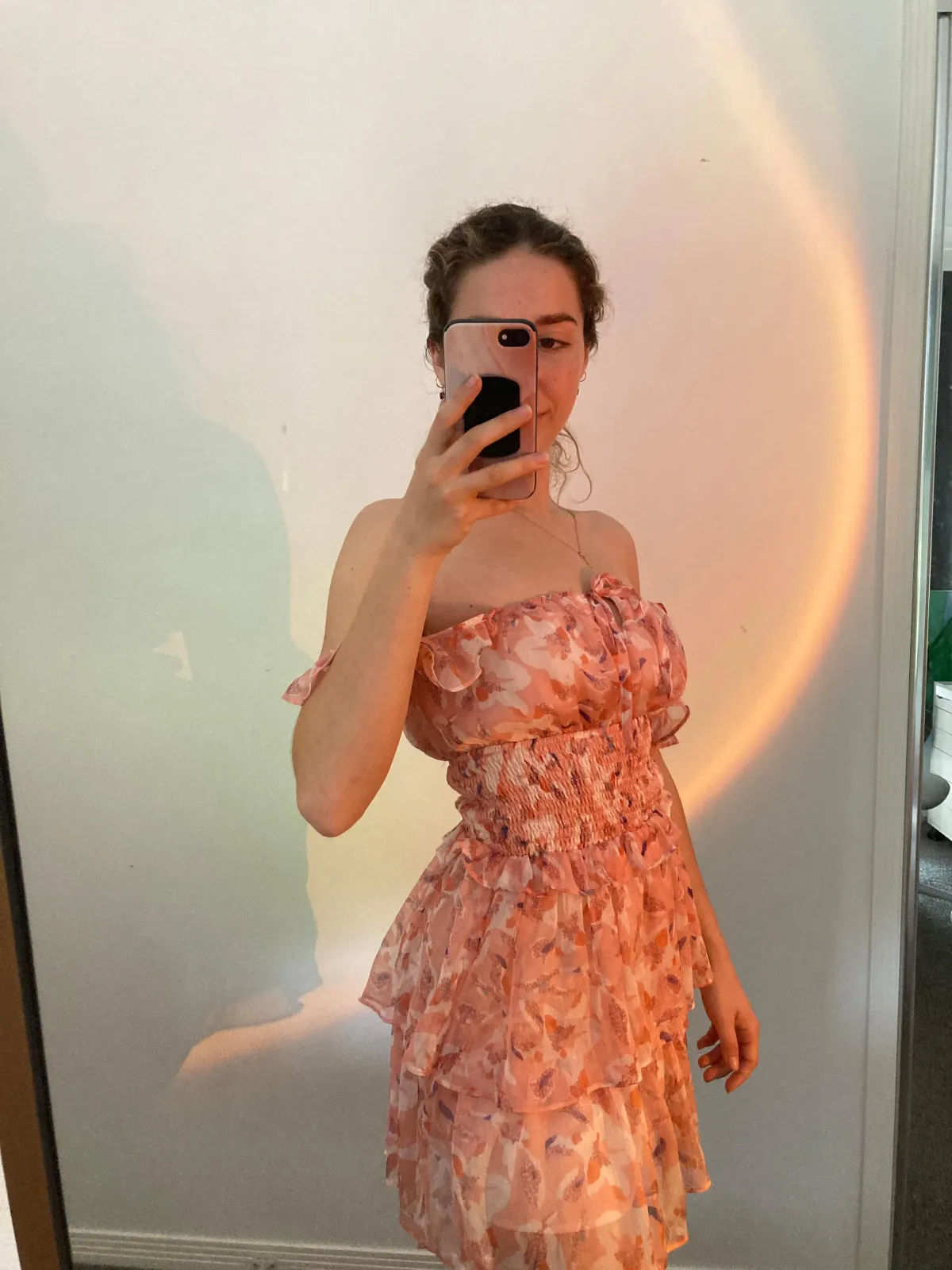 Floral Ribbed waist with layered bottom floral dress - Image 1