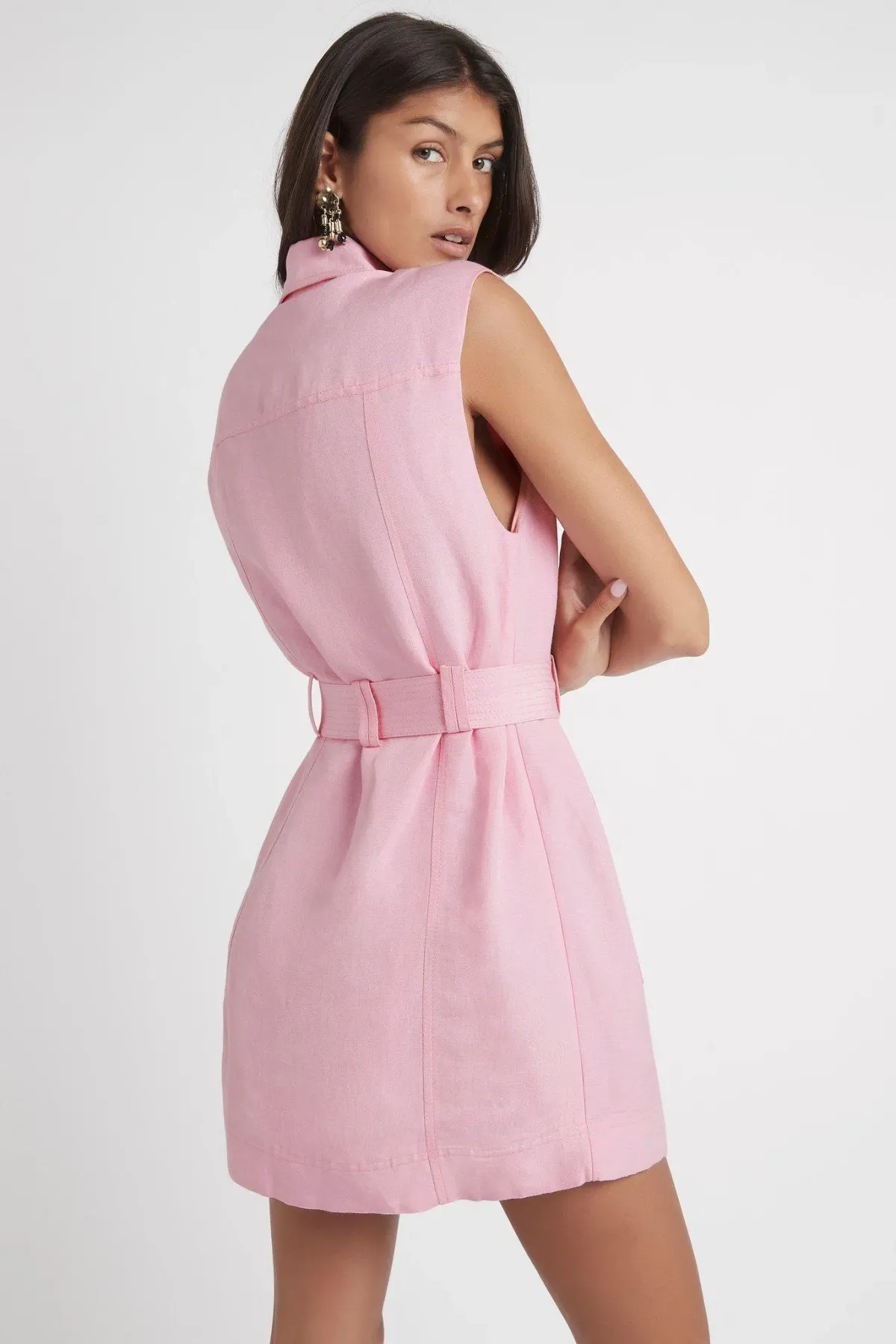 AJE Vista Linen Utility Dress Pink size 14 - Image 3
