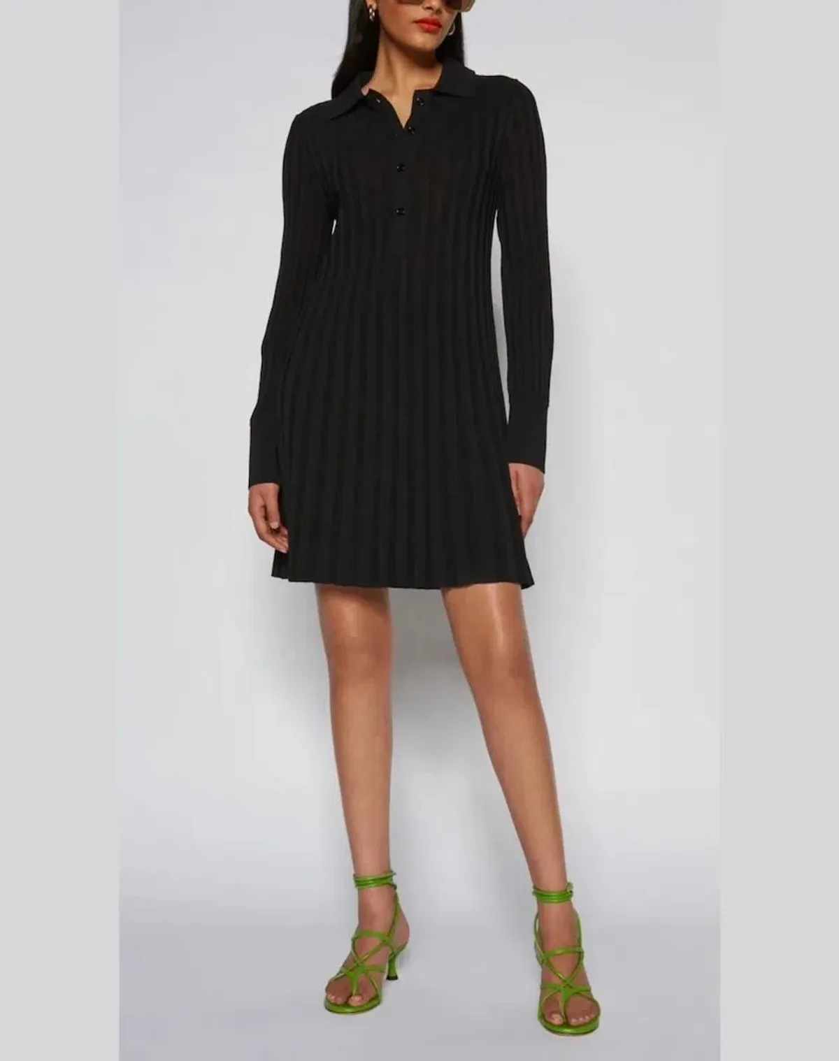 Scanlan Theodore  Pleated Rib Mini Dress Black Size XS / Au 6 - Image 1