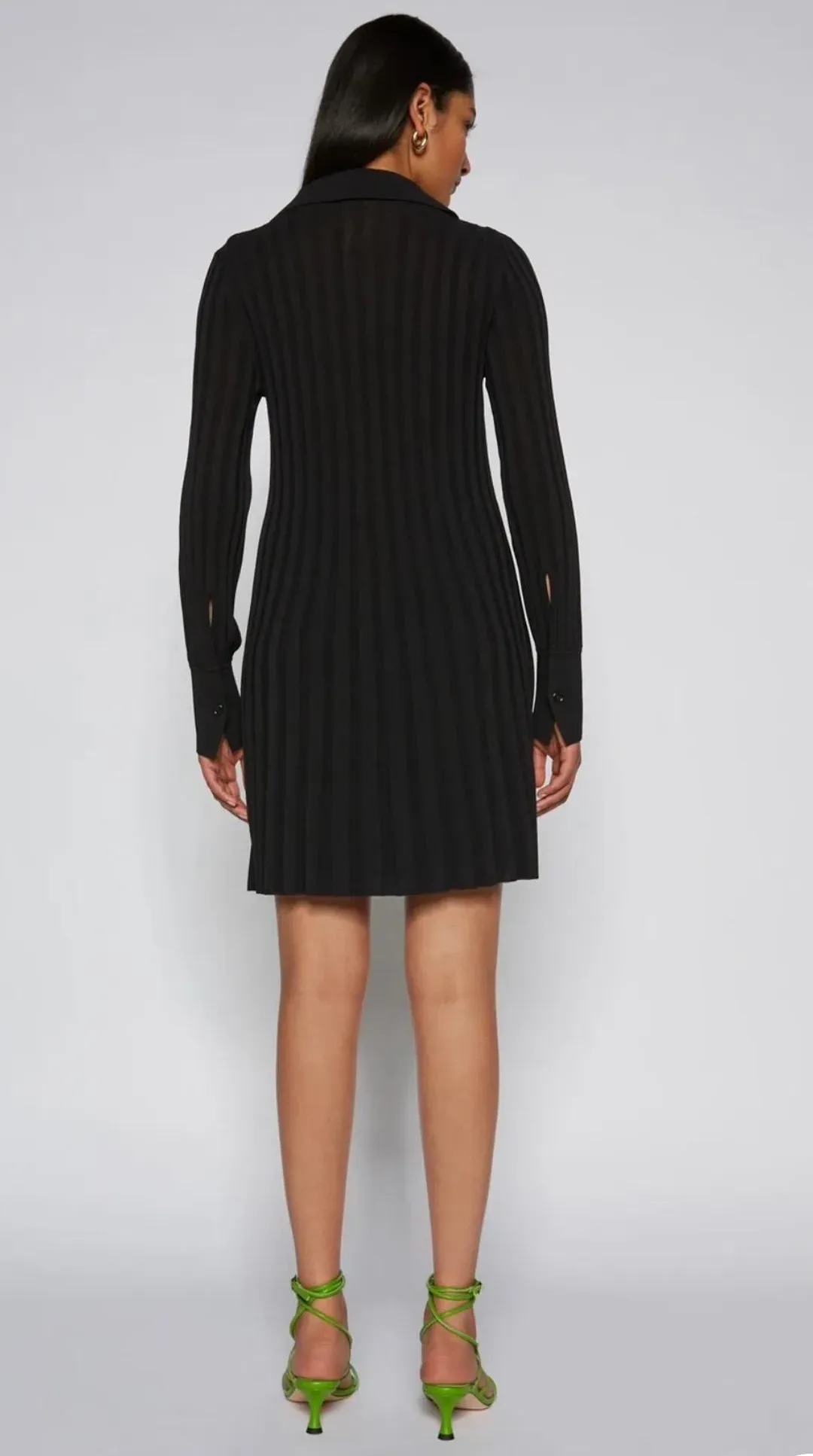 Scanlan Theodore  Pleated Rib Mini Dress Black Size XS / Au 6 for rent on The Volte - main image