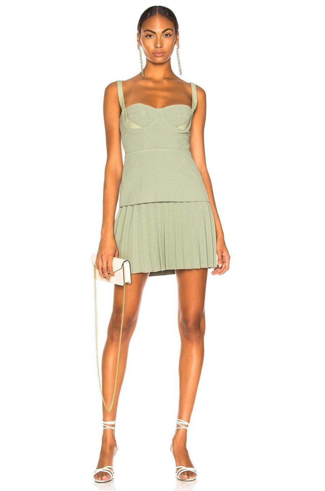 Dion Lee Bustier Pleated Mini Dress Green- Size 8 for rent on The Volte - main image