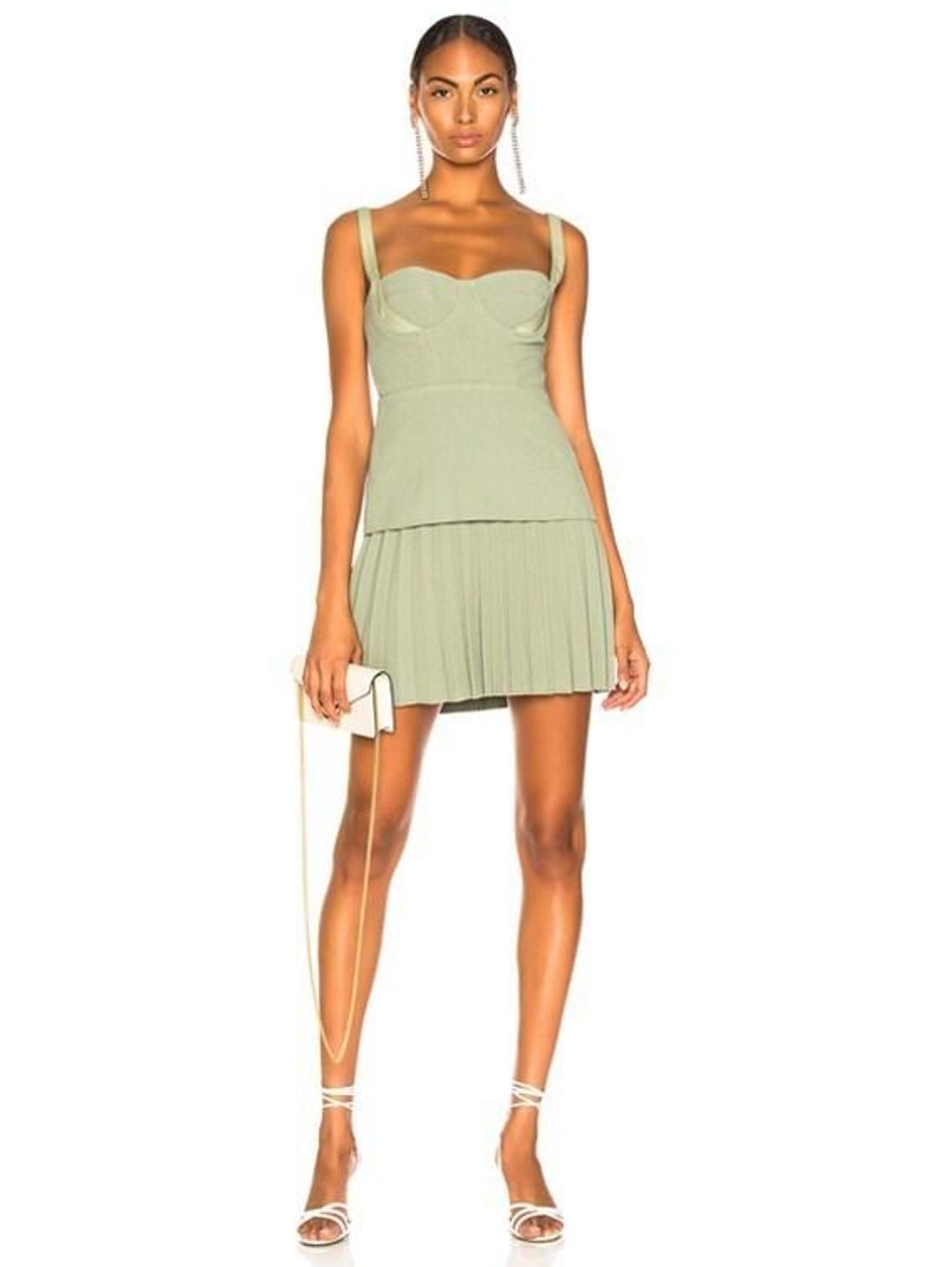 Dion Lee Bustier Pleated Mini Dress Green- Size 8 for rent on The Volte - main image