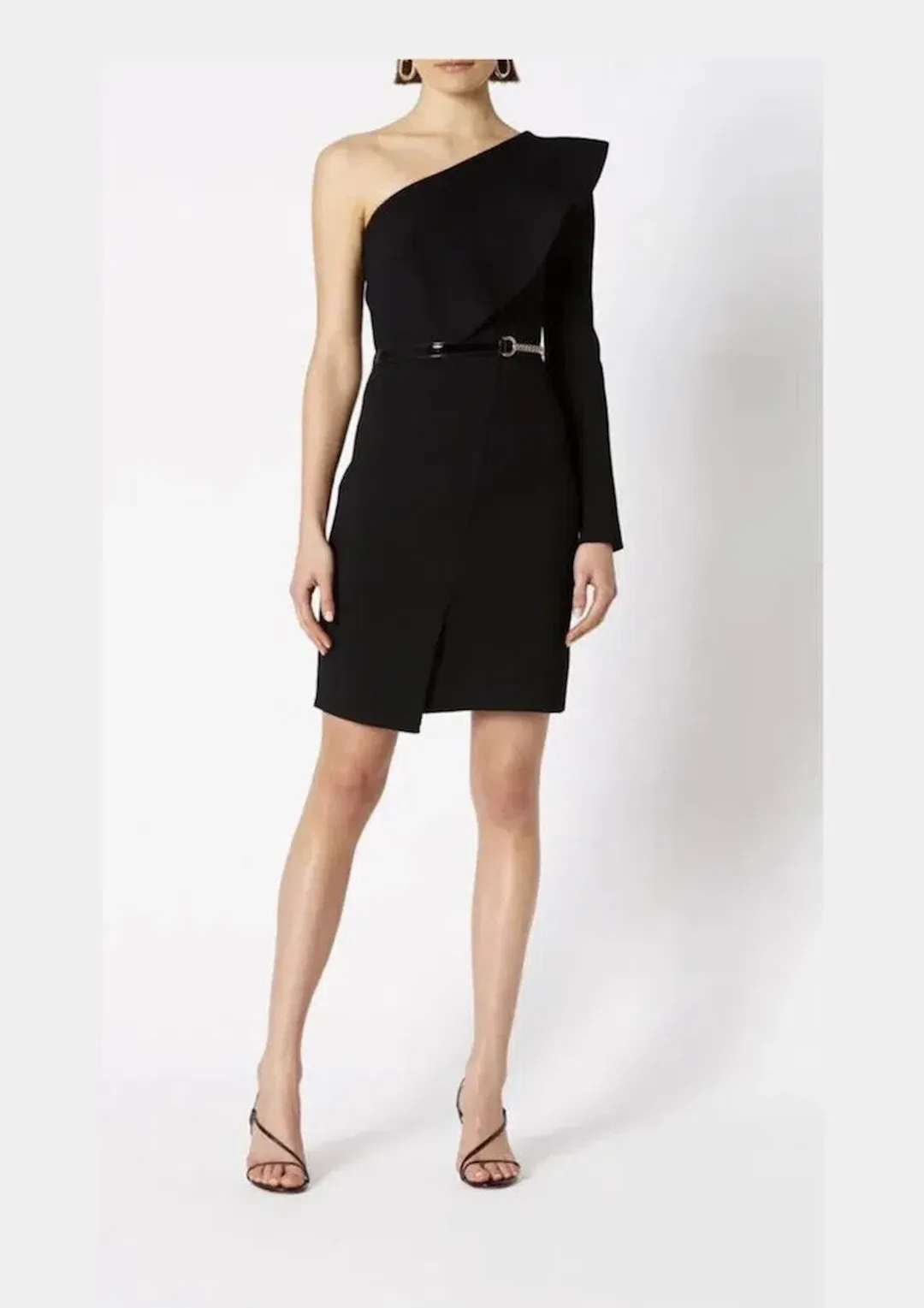 Scanlan Theodore Crepe Knit Ruffle Sleeve Dress Black Size XS / Au 6 for rent on The Volte - main image