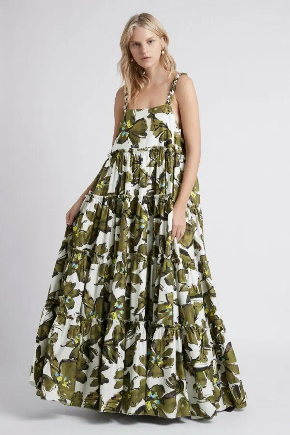 Aje Oasis Olive Leaf Strap Maxi Dress Print Size 10 - Image 2