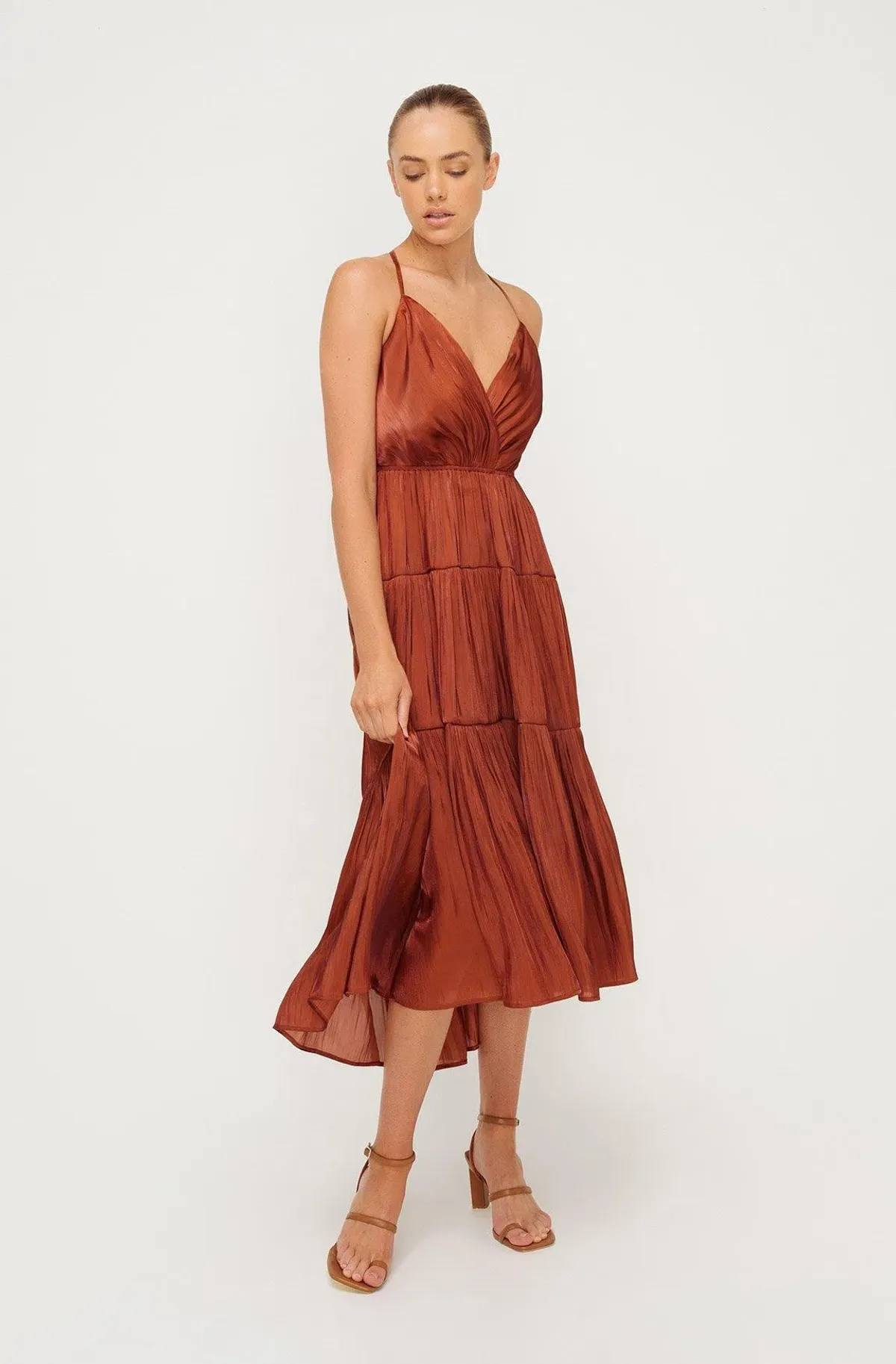 Sheike Womens Cascade Midi Dress Copper Size 16 - Image 2