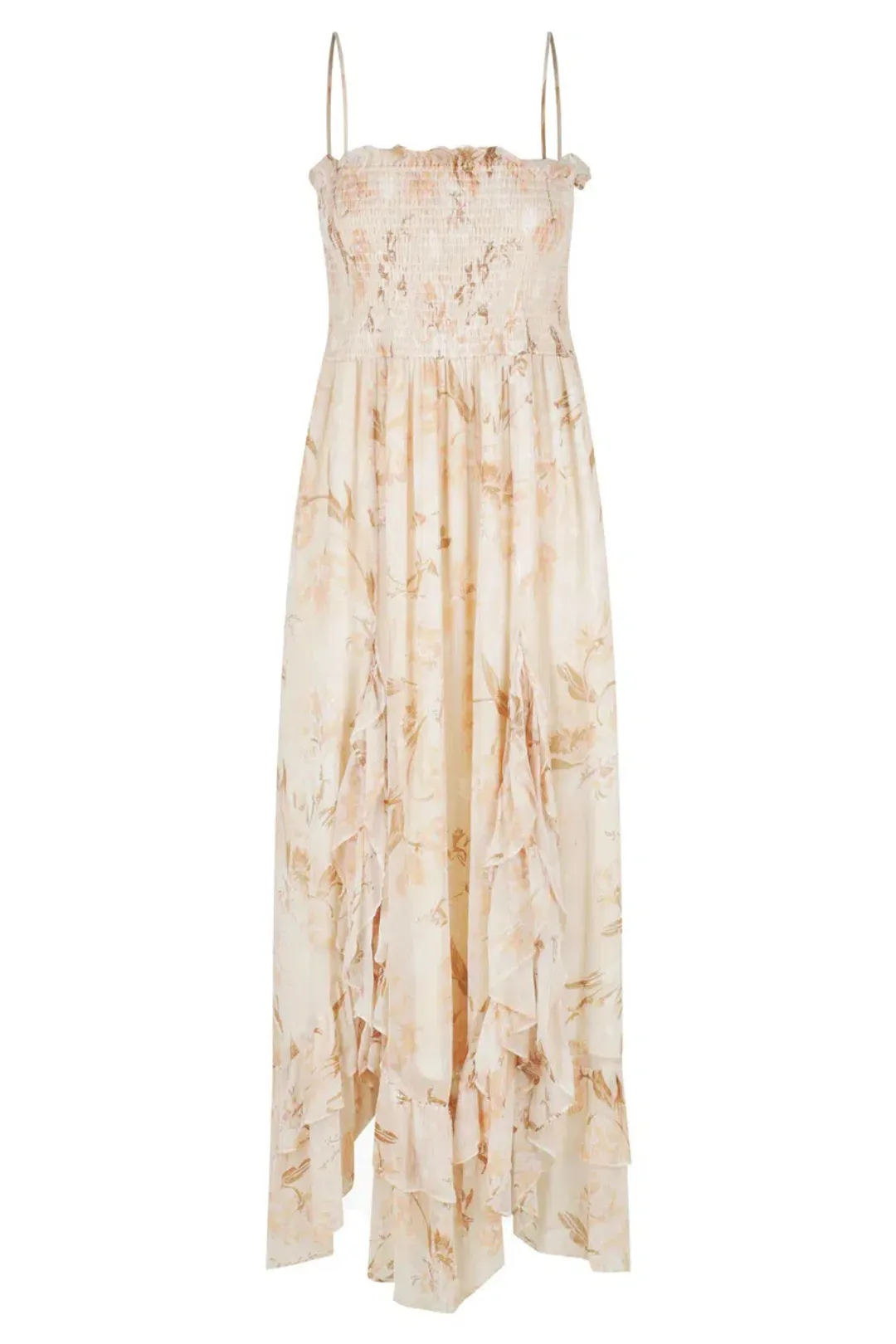 Shona Joy Shirred Midi Dress Print Size 8 for rent on The Volte - main image