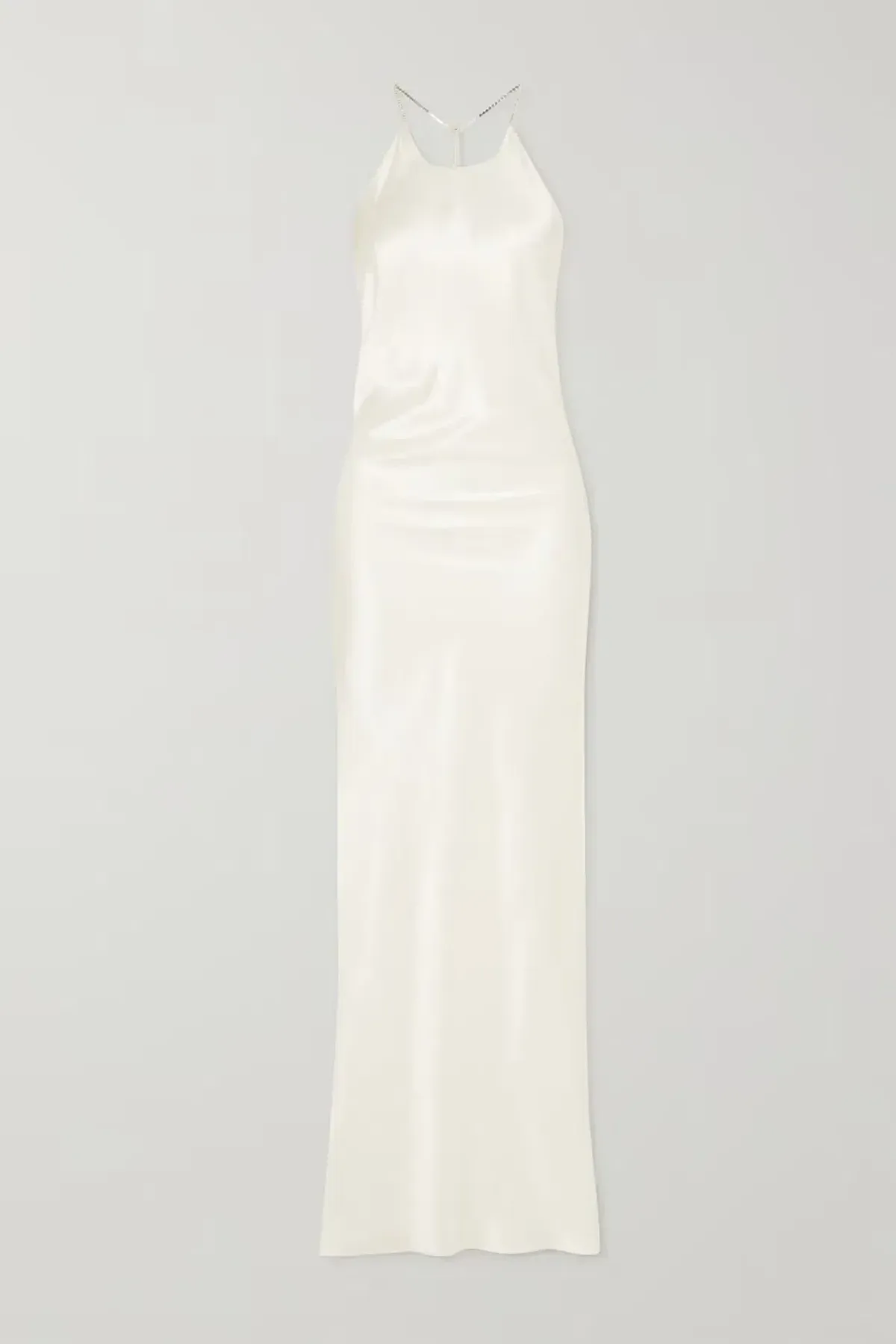 Michael Lo Sordo Georgia Open-Back Crystal-Embellished Silk-Satin Maxi Dress White Size XS/ AU 6 - Image 3