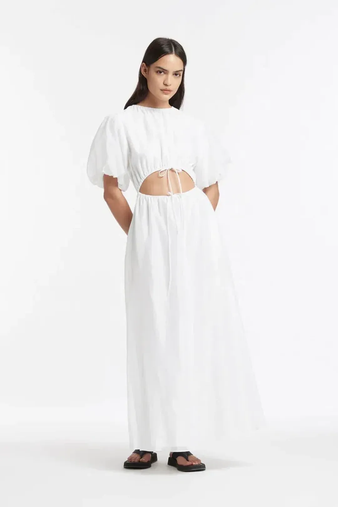 Sir the Label Franc Puff Sleeve Mini Dress in Chalk White Size 1 for rent on The Volte - main image