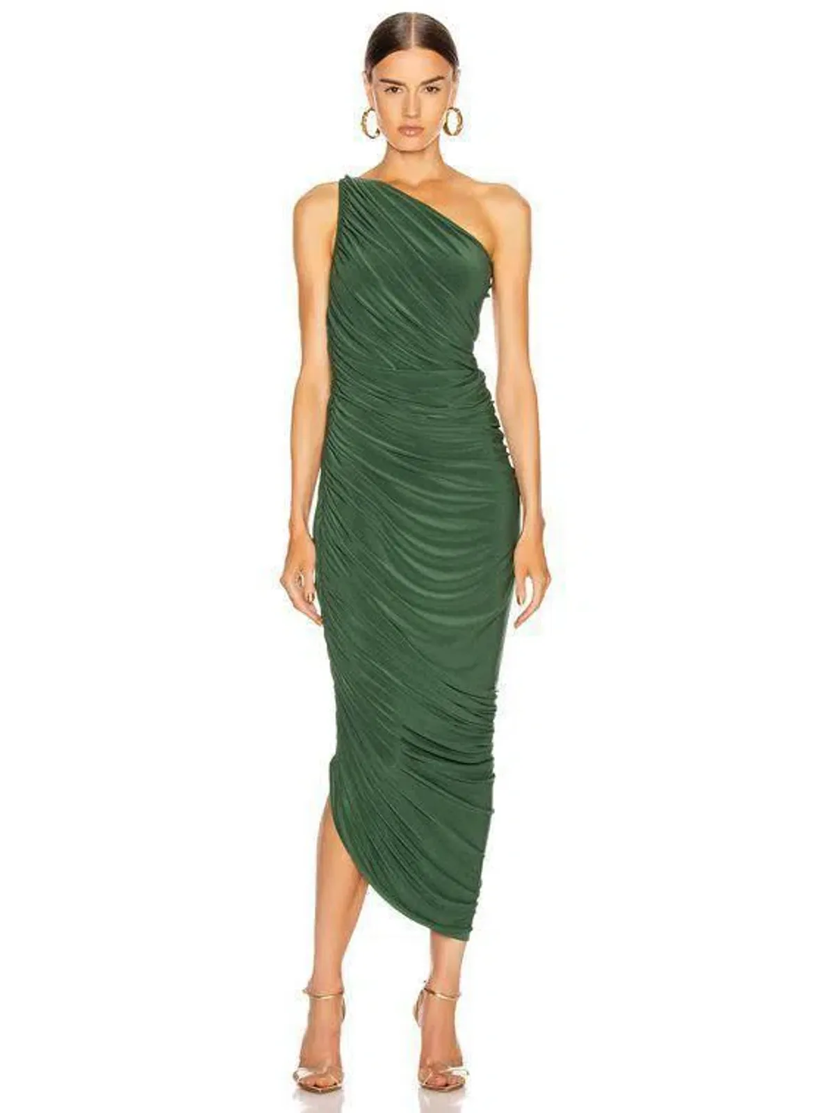 NORMA KAMALI Diana Gown in Forest Green - Image 1