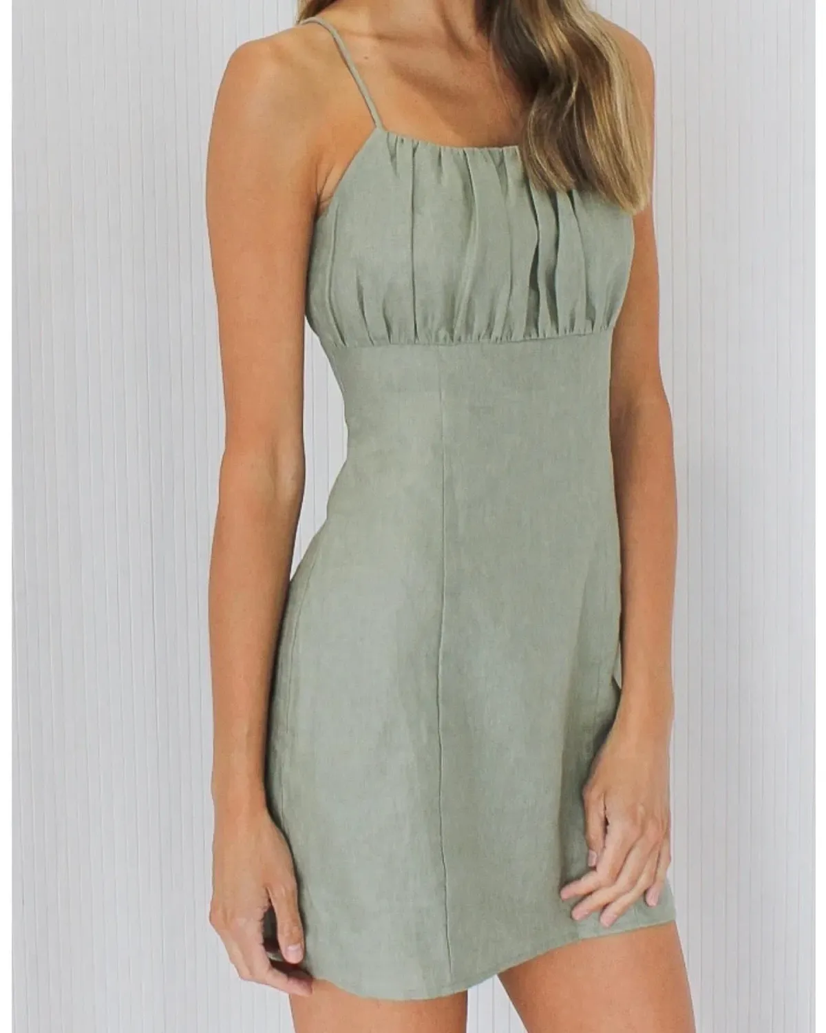 Favr The Label Ray Mini Dress Sage Green Size 10 - Image 3