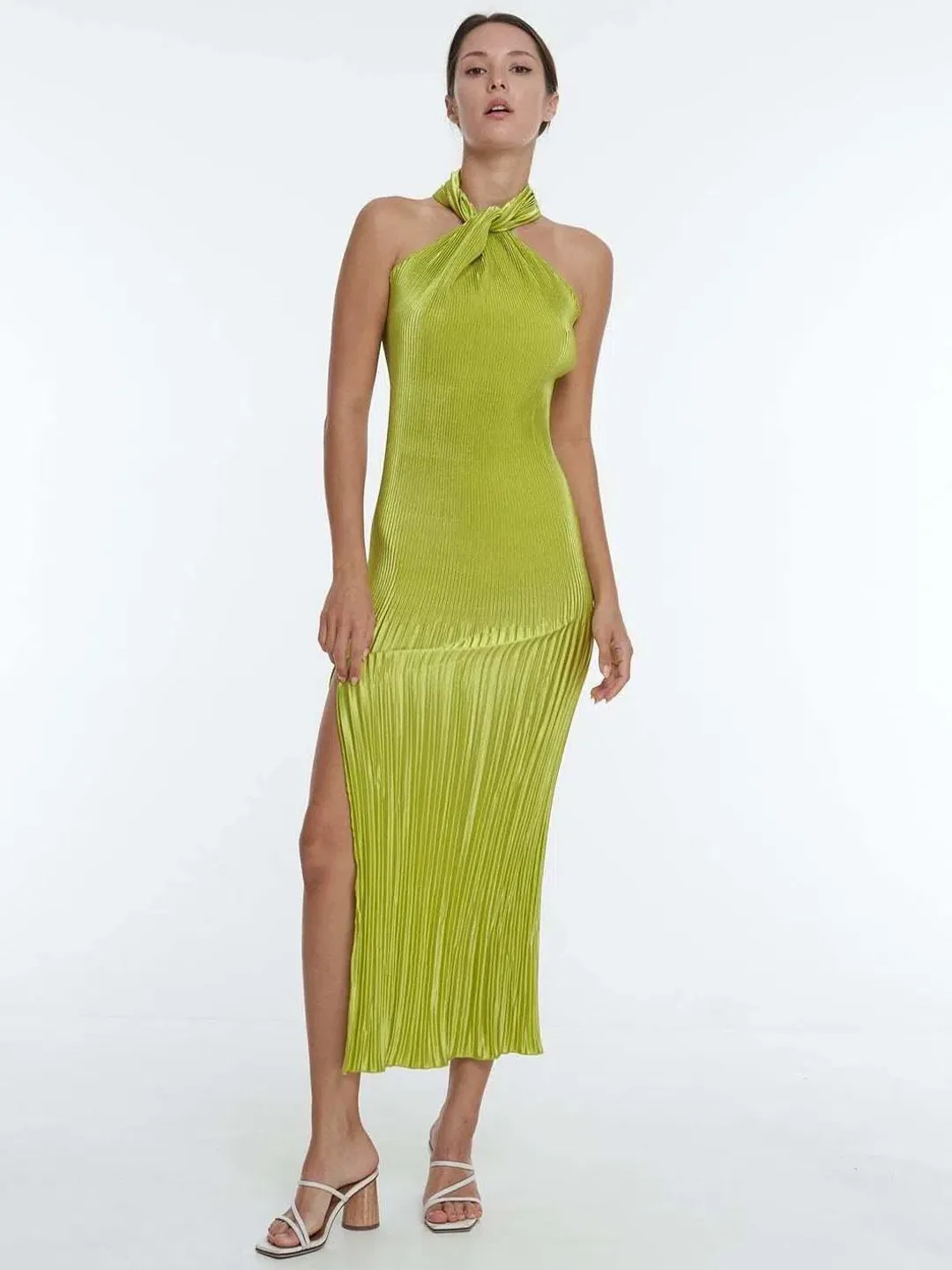 L’idee soirée pleated halter dress for rent on The Volte - main image