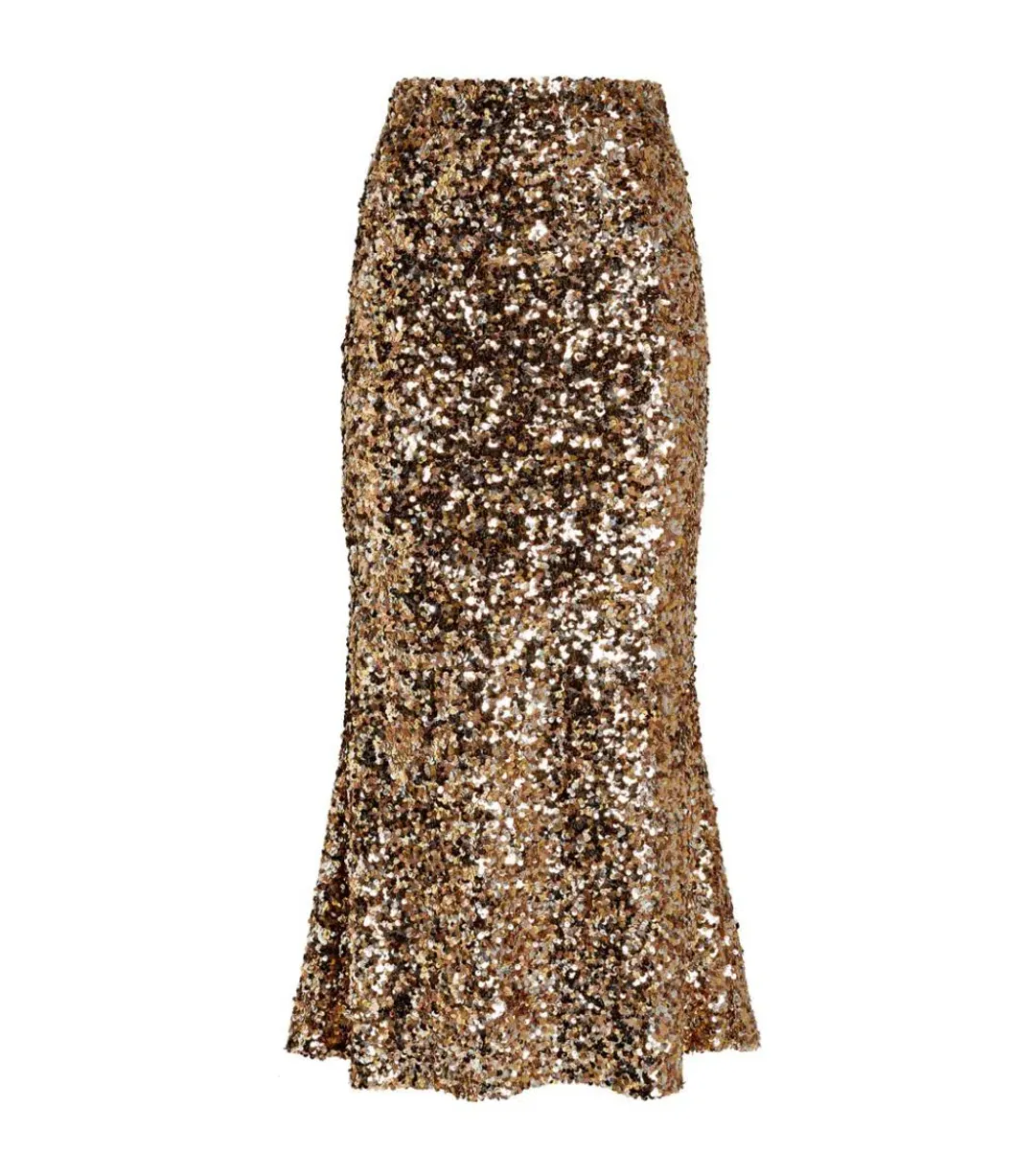 Shona Joy Faye Sequin Skirt Gold Size 8  for rent on The Volte - main image