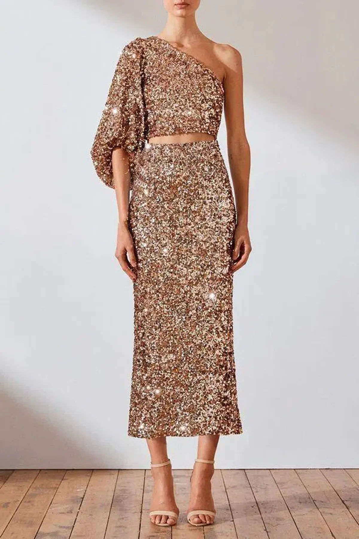 Shona Joy Faye Sequin Skirt Gold Size 8  - Image 1