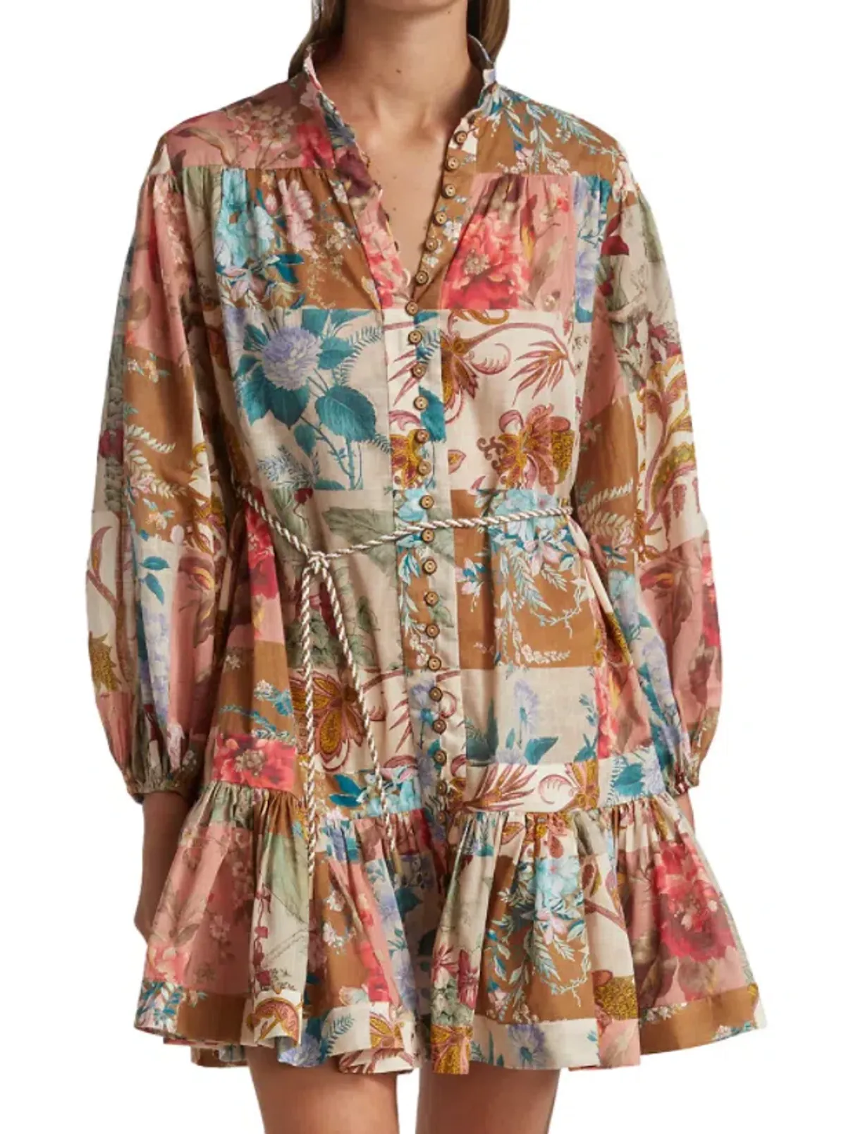 Zimmermann Cassia Drop Waist Mini Dress Print Size 8 - Image 2