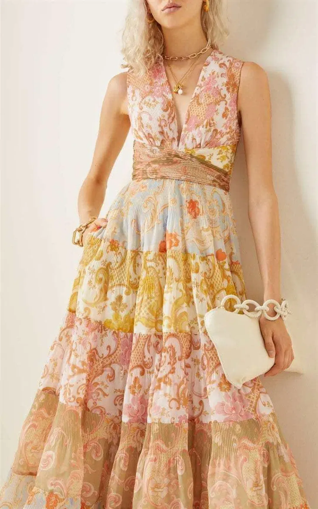 Zimmermann Postcard Pleated Midi Dress Splice Size 1 / Au 10 for rent on The Volte - main image