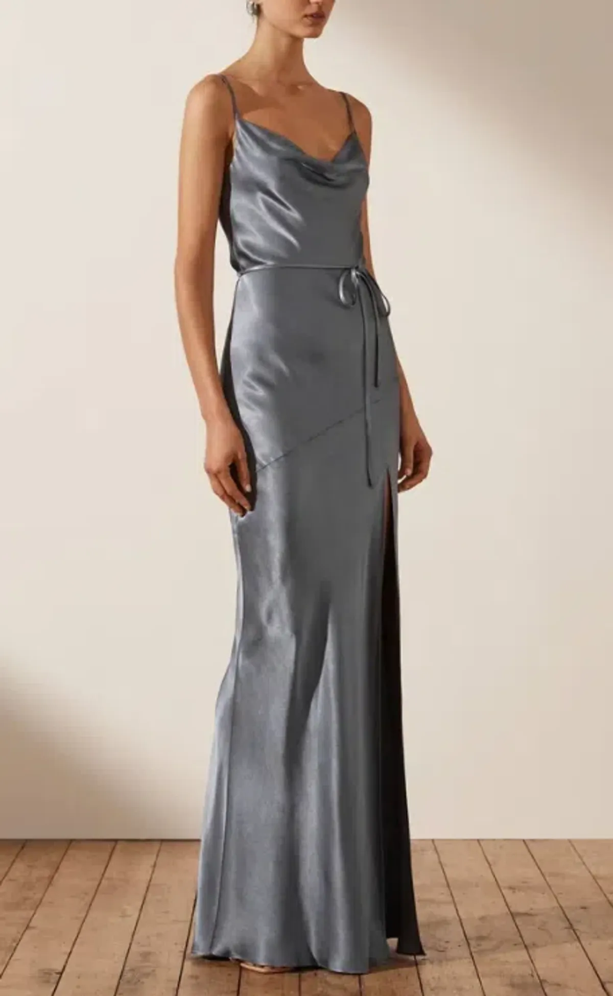 LA LUNE BIAS COWL MAXI DRESS - BLUE SMOKE - Image 1