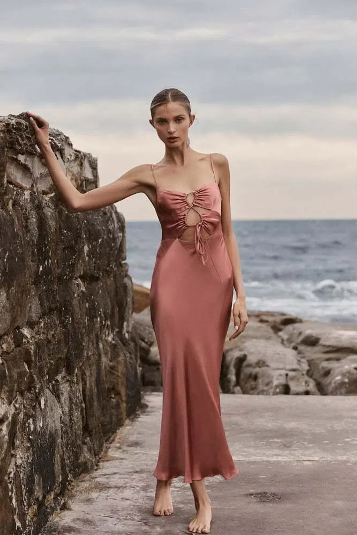 Eloise Lace Up Midi Dress - Image 3