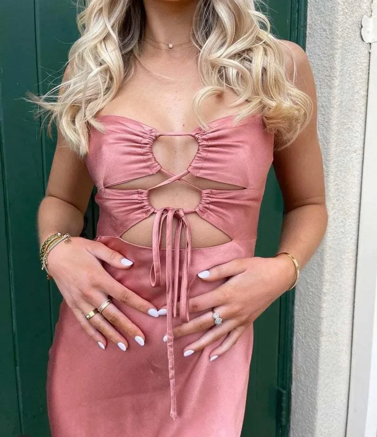 Eloise Lace Up Midi Dress - Image 7