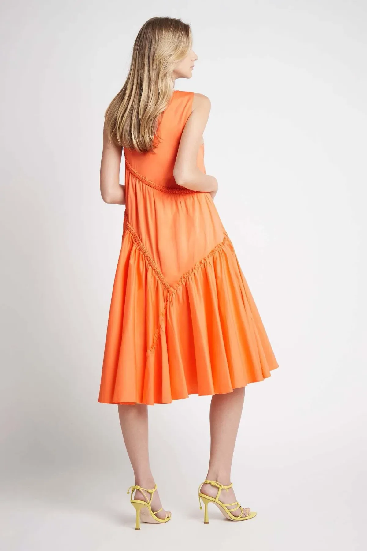 Aje Casabianca Braided Sleeveless Midi Dress Orange Size 8 - Image 3